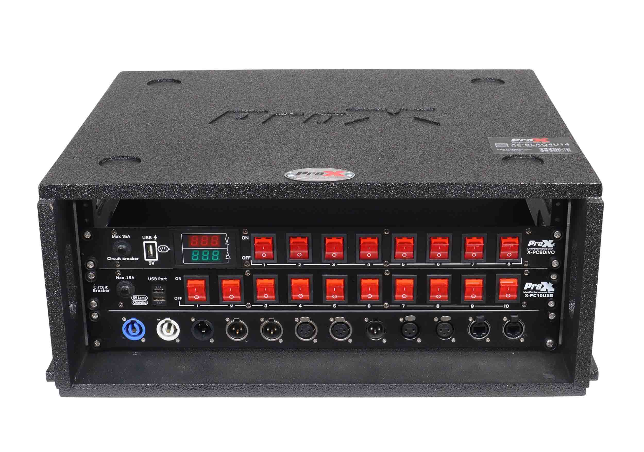 ProX XS-BLAQ4U14 4U Rack Case 14" Deep Vertical Amp Rack Polyurea Coated BLAQ Series by ProX Cases