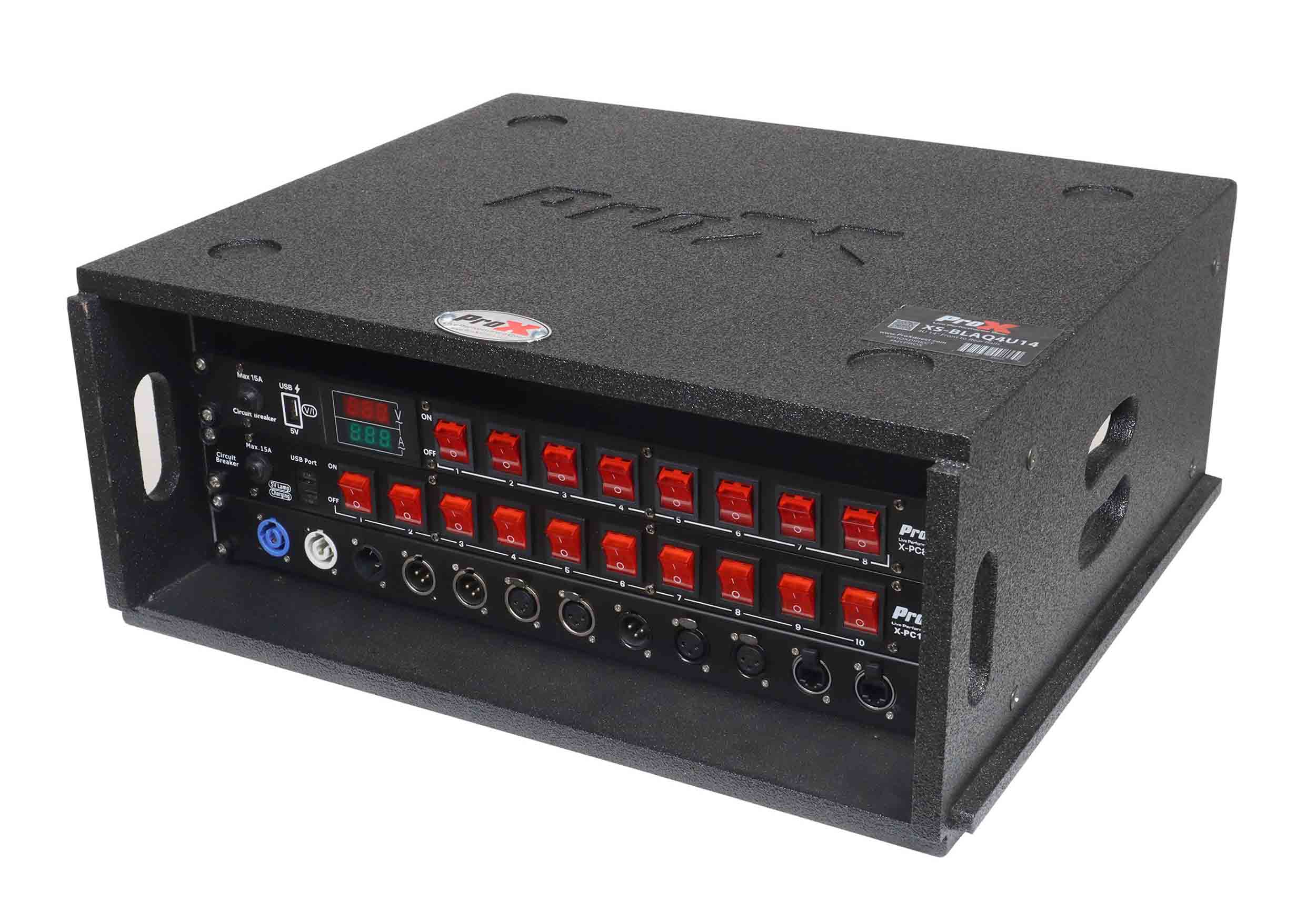 ProX XS-BLAQ4U14 4U Rack Case 14" Deep Vertical Amp Rack Polyurea Coated BLAQ Series by ProX Cases