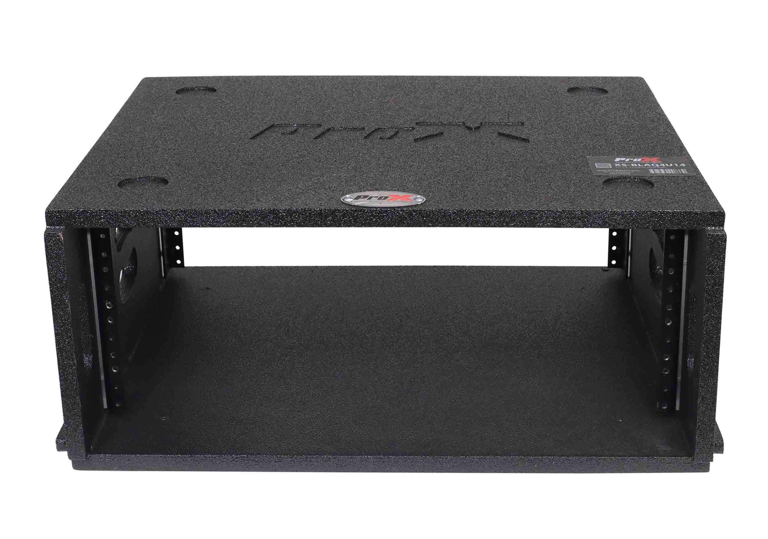 ProX XS-BLAQ4U14 4U Rack Case 14" Deep Vertical Amp Rack Polyurea Coated BLAQ Series by ProX Cases
