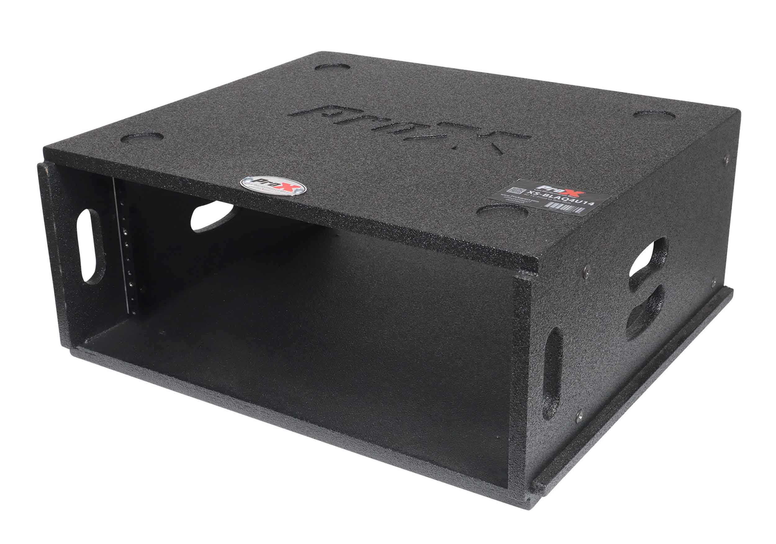 ProX XS-BLAQ4U14 4U Rack Case 14" Deep Vertical Amp Rack Polyurea Coated BLAQ Series by ProX Cases