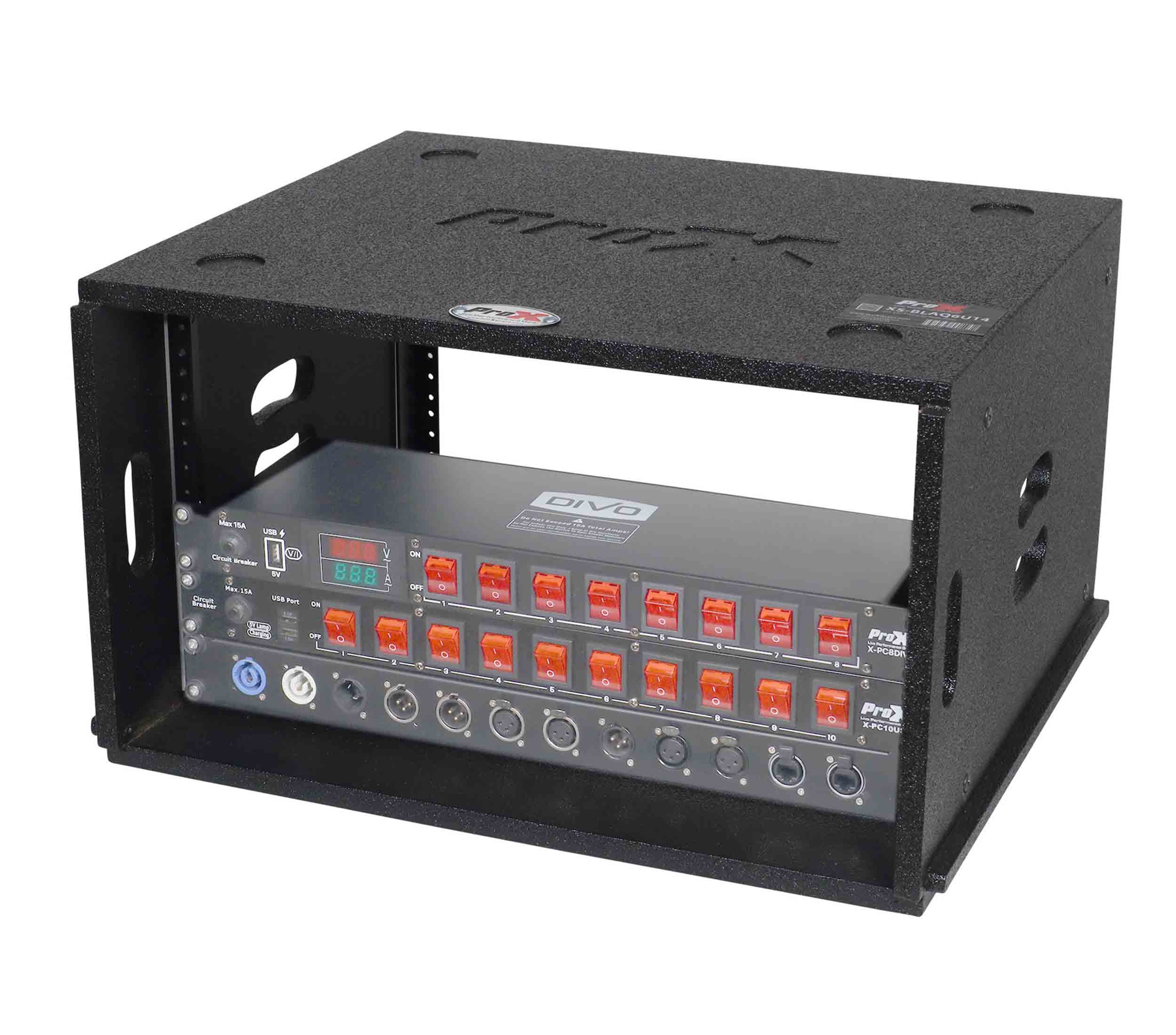 ProX XS-BLAQ6U14 6U Rack Case 14" Deep Vertical Amp Rack Polyurea Coated BLAQ Series by ProX Cases