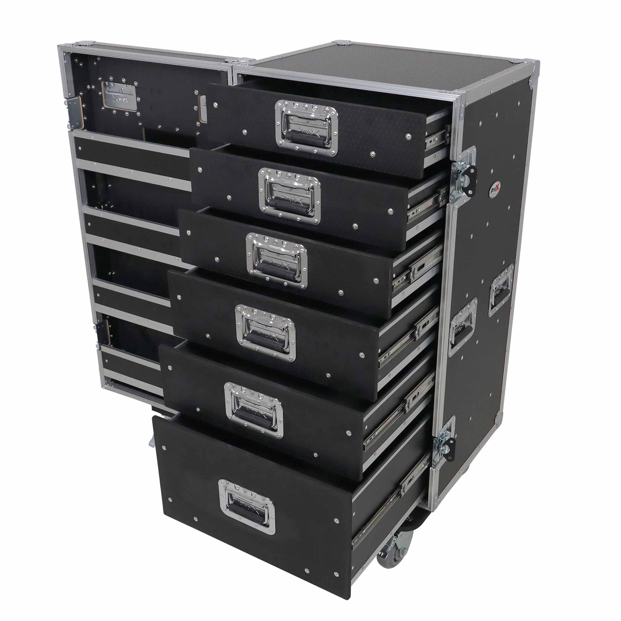 ProX XS-6DTWPULZAR ATA Flight-Style Workbox with 6 Utility Drawers, Hinged Door and 5" Casters by ProX Cases
