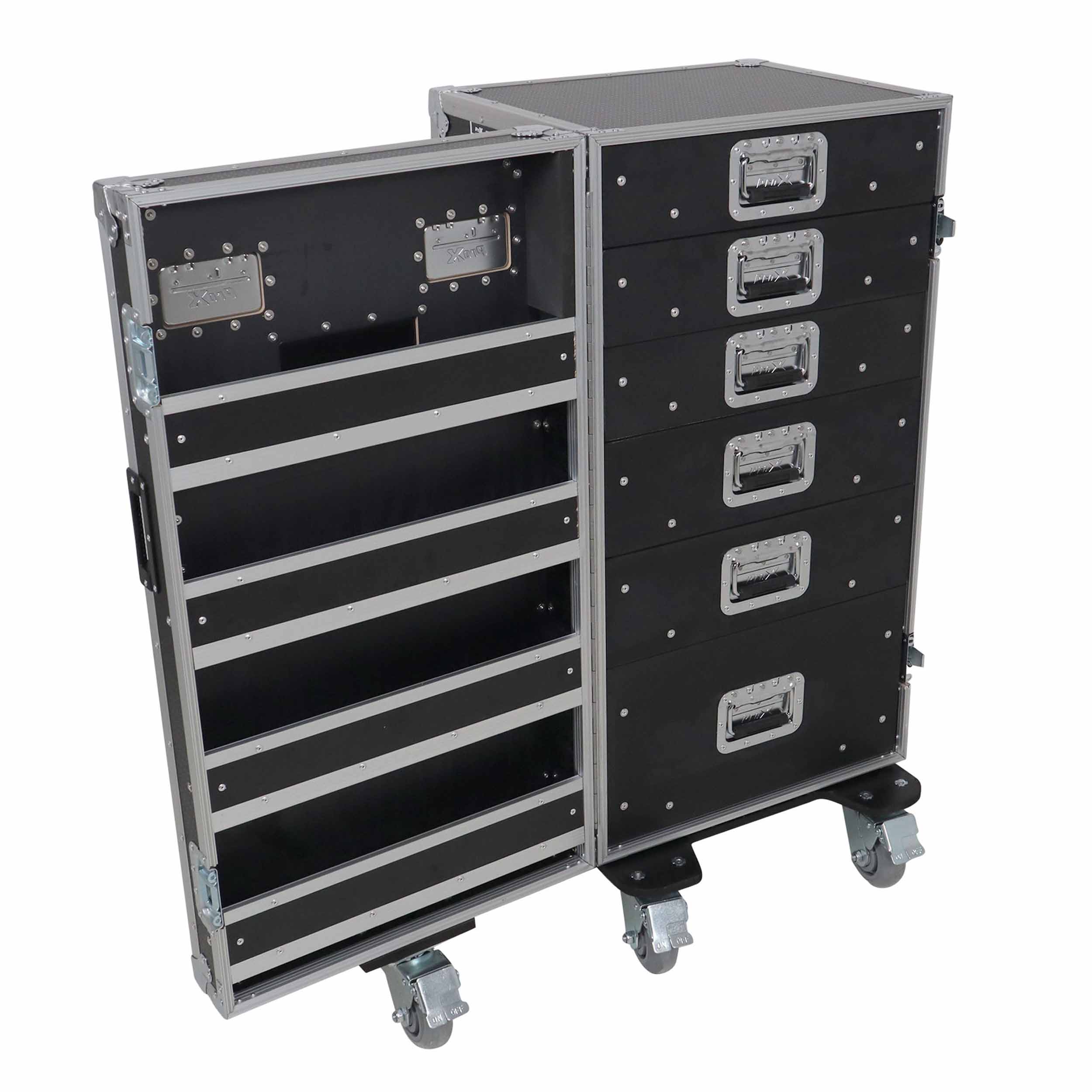 ProX XS-6DTWPULZAR ATA Flight-Style Workbox with 6 Utility Drawers, Hinged Door and 5" Casters by ProX Cases