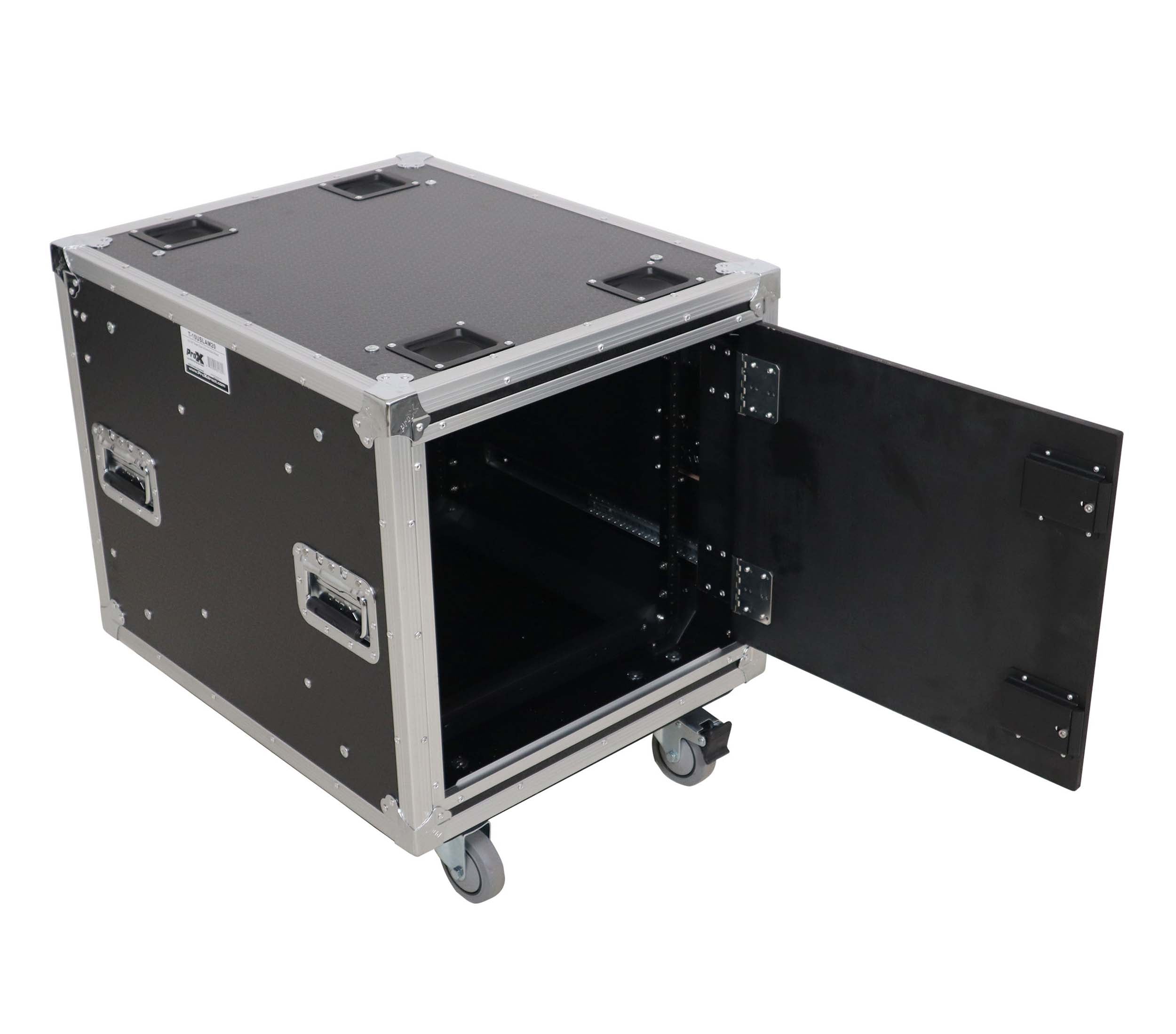 ProX XS-SLAM10U20 10U 20" Deep Vertical Shock-Mount Rack Case with 2 Sliding Slam Doors and 4" Casters by ProX Cases
