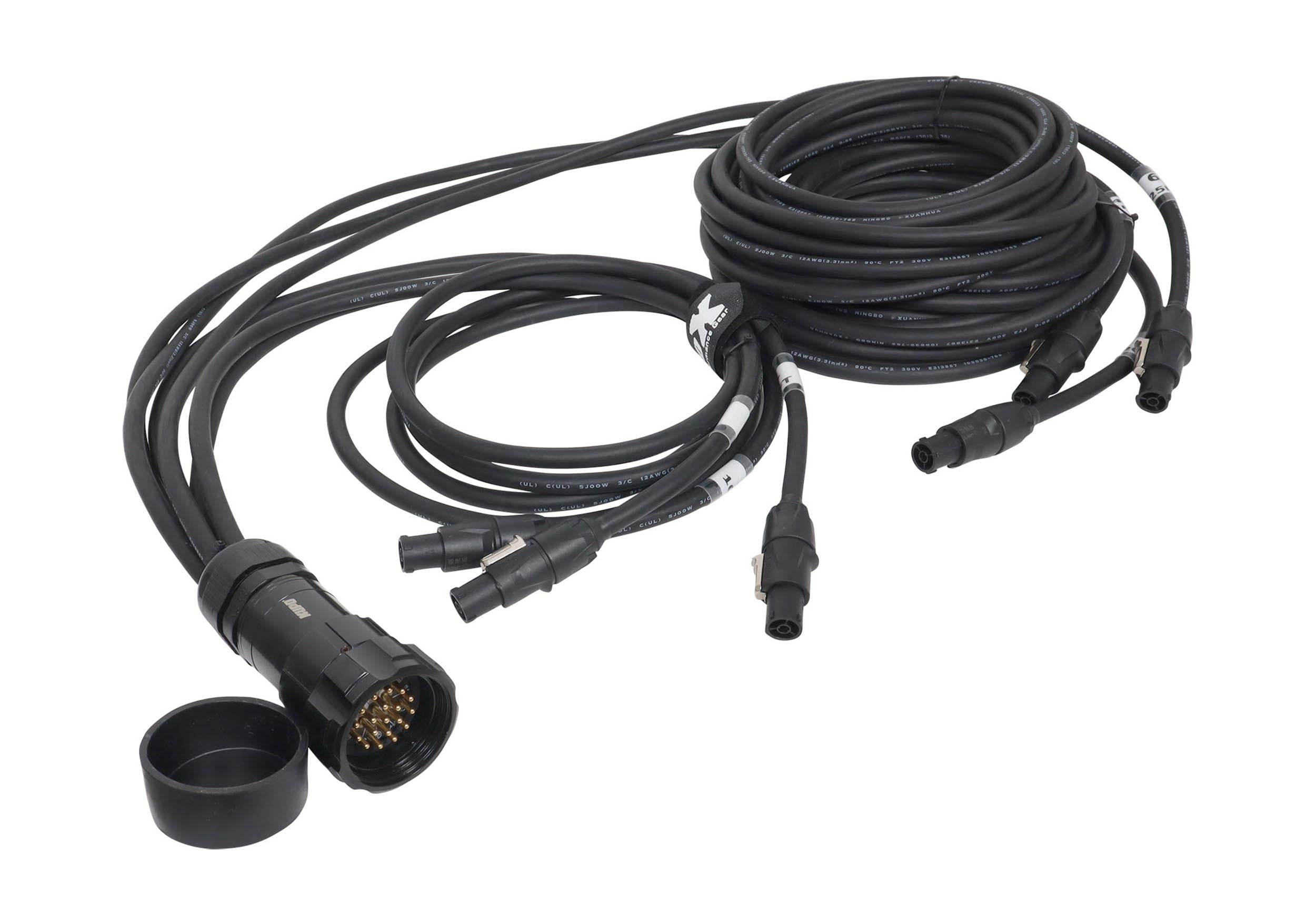 ProX XC-P19PM6XTR1-CXMAX 19-Pin Kupo WPS-5219LM to 6× Rean True1 PowerCON Cable - 3, 5, 10, 15, 20, 25 ft, 12 AWG SJOOW by ProX Cables