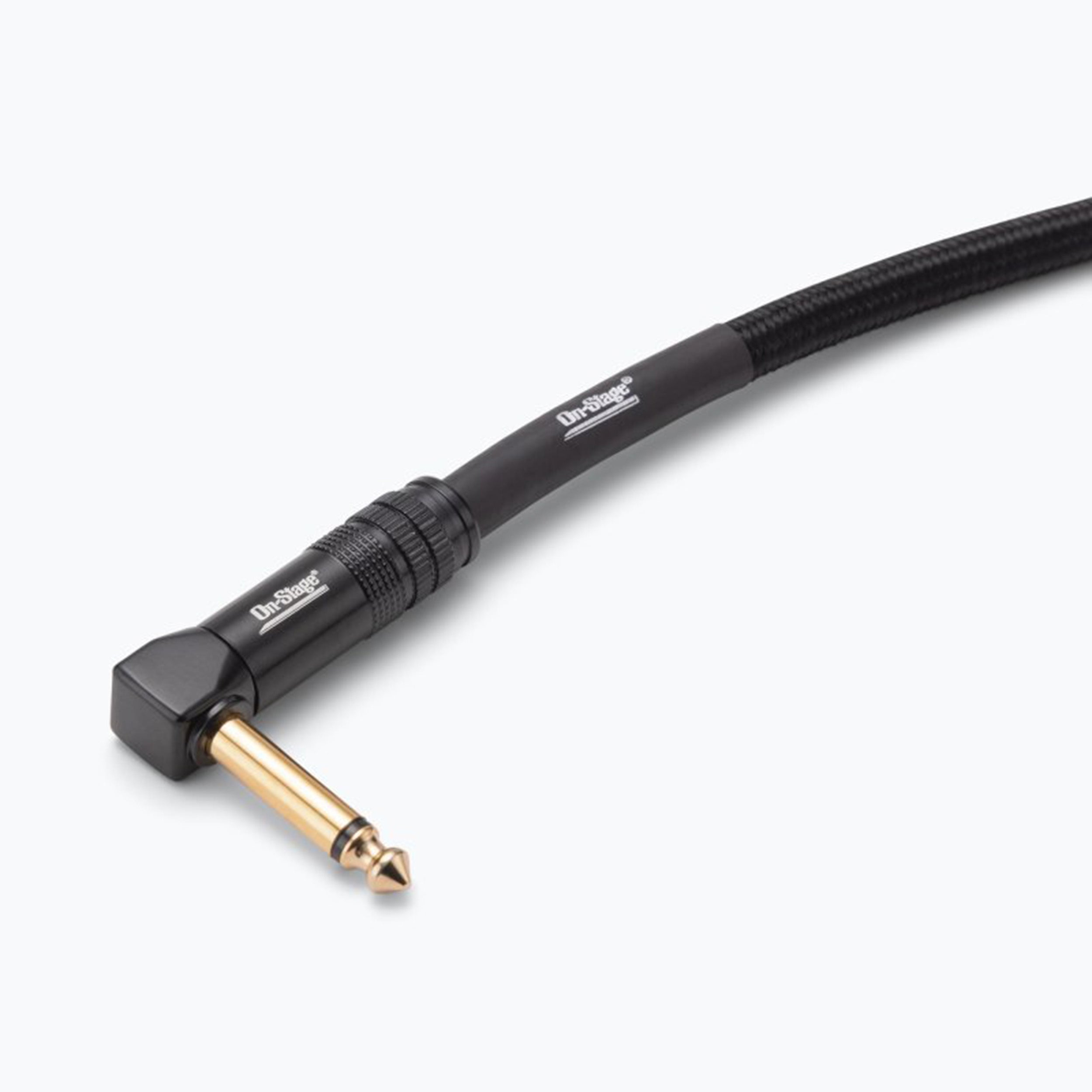 On-Stage OSPRO-ICR, Production-Grade Braided Instrument Cable - Right Angle to Straight, 10, 15, 25 ft by On-Stage