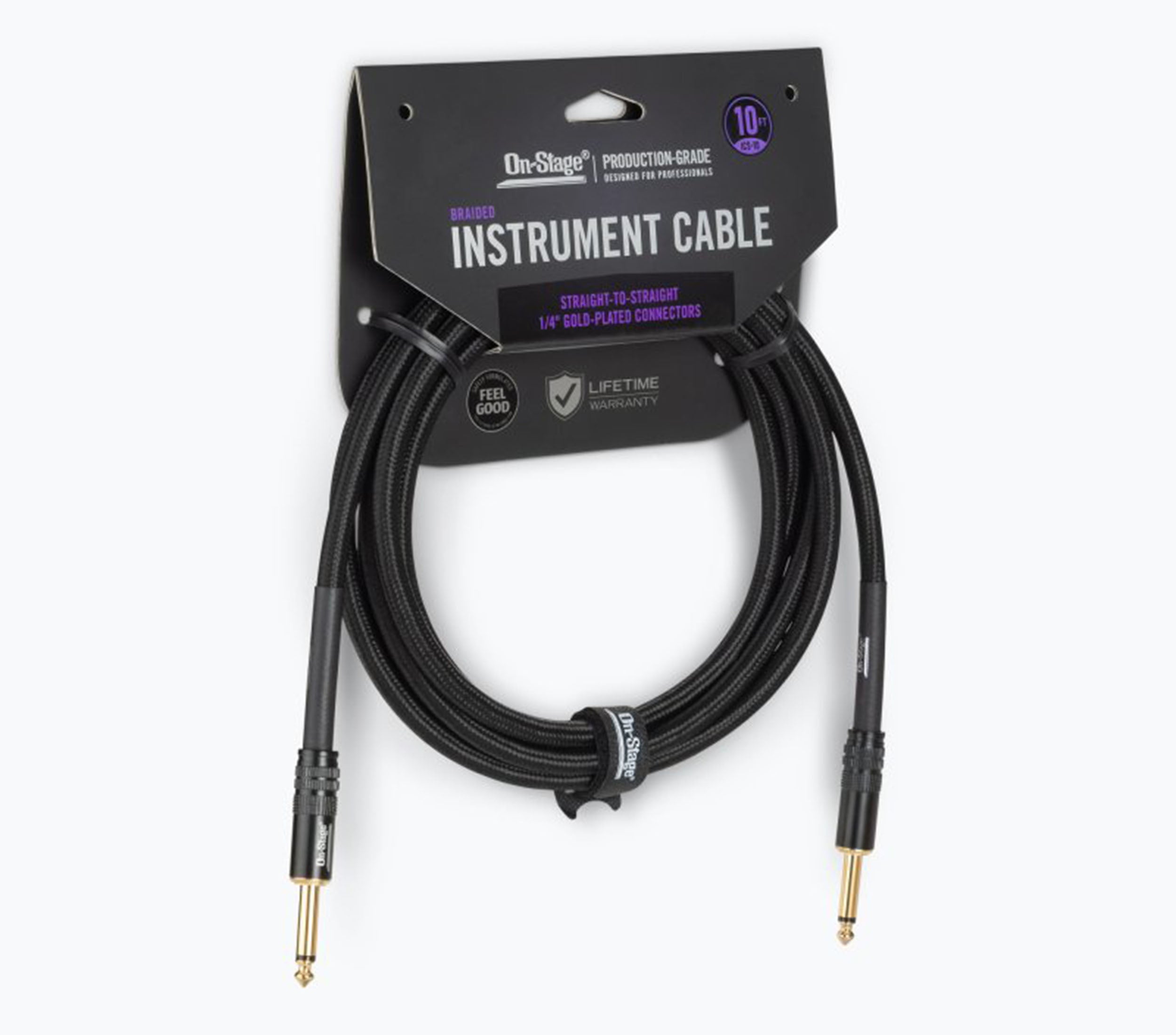 On-Stage OSPRO-ICS, Production-Grade Braided Instrument Cable - Straight to Straight by On-Stage