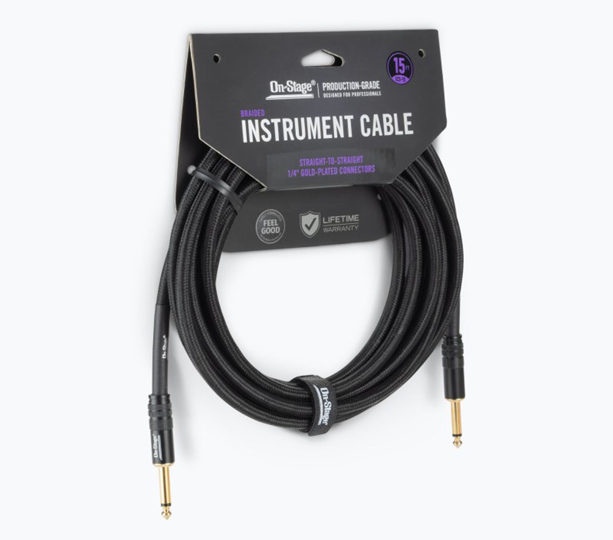 On-Stage OSPRO-ICS, Production-Grade Braided Instrument Cable - Straight to Straight by On-Stage