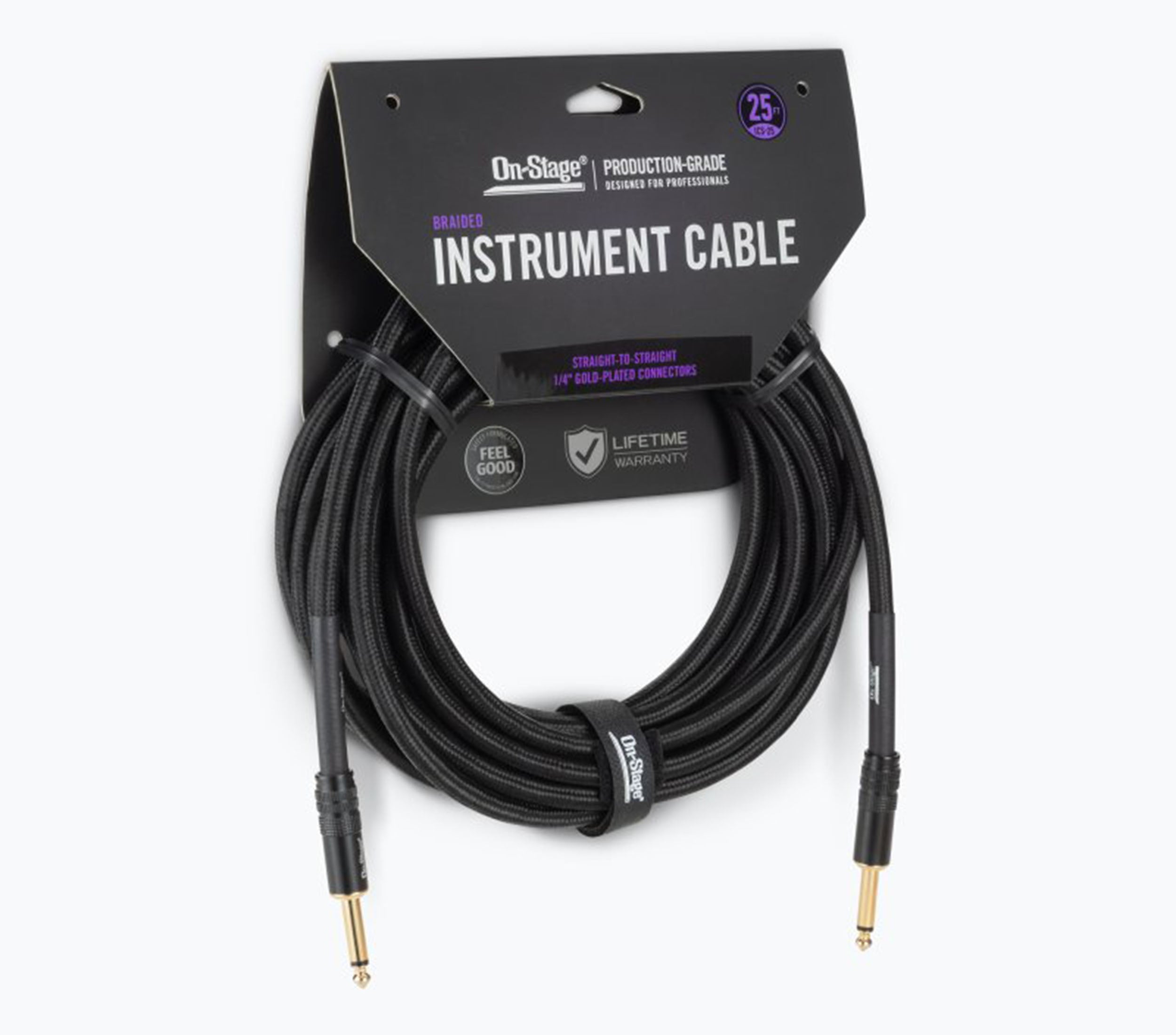 On-Stage OSPRO-ICS, Production-Grade Braided Instrument Cable - Straight to Straight by On-Stage