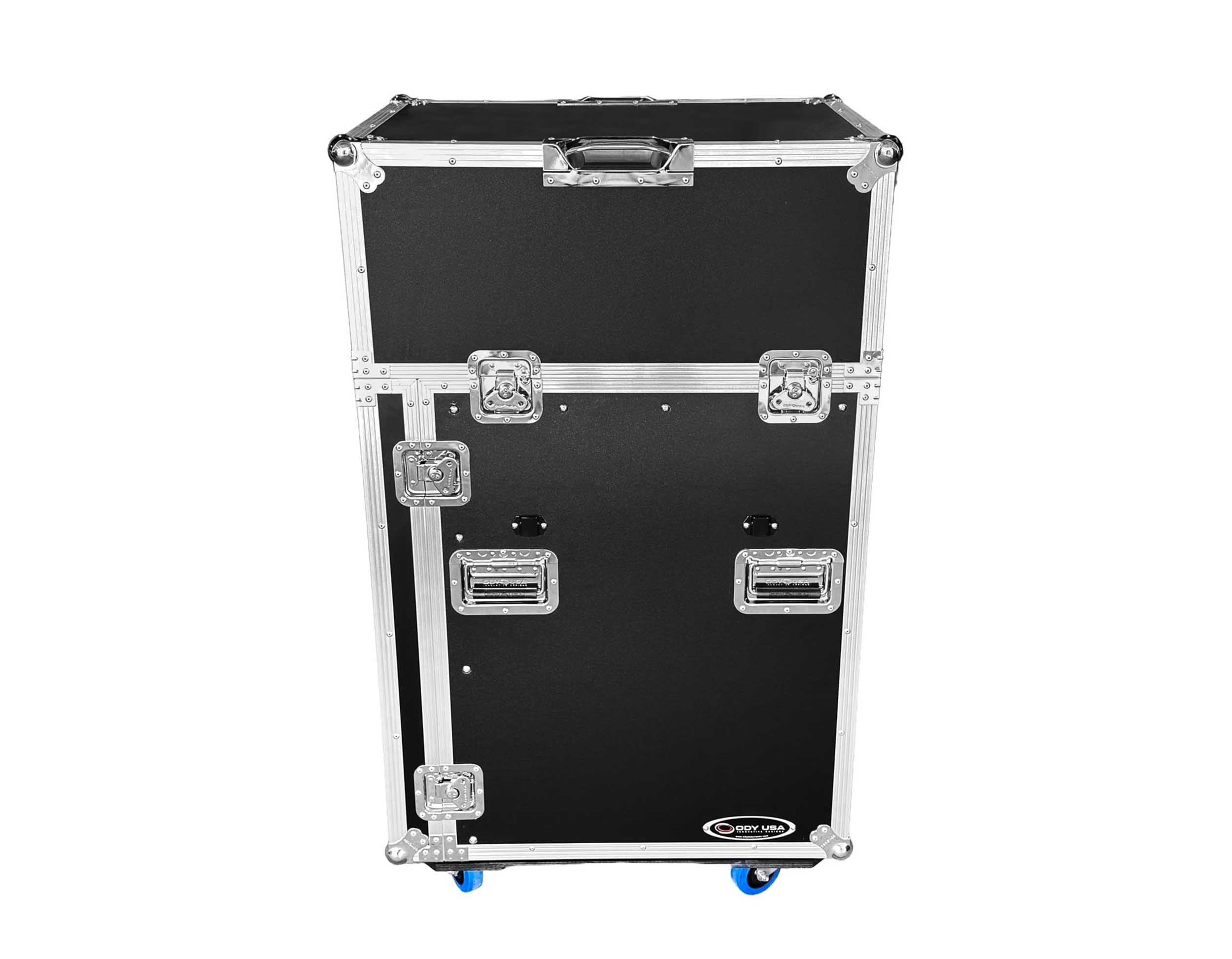 Odyssey FZTC1316WDLX 13U Top Slanted 16U Bottom Vertical Pro Combo Rack with Side Table and Casters - Tall Cover by Odyssey
