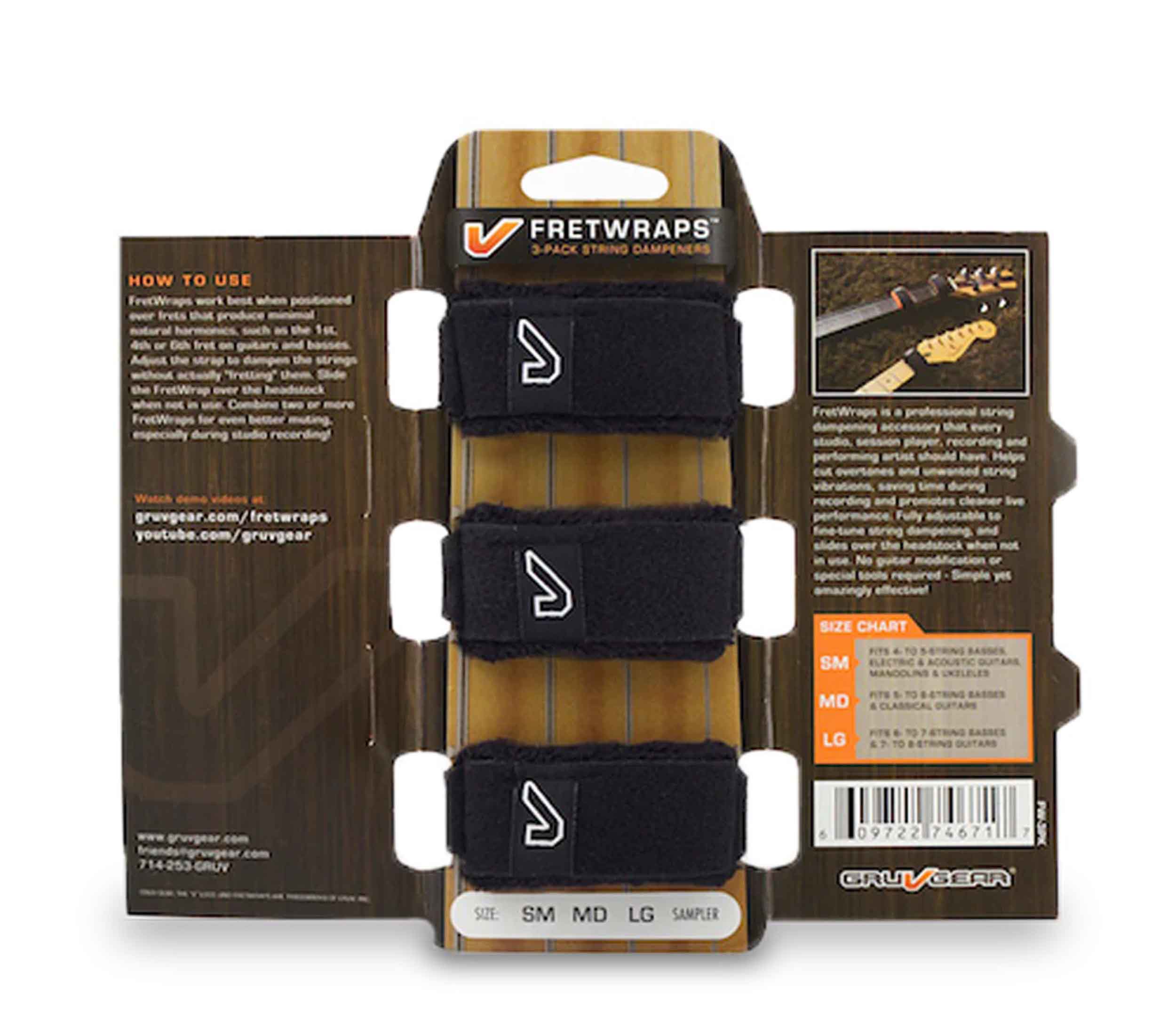 Gruv Gear FW3PKXLG, Extra Large Fret Wraps - 3 Pack Black by Gruv Gear