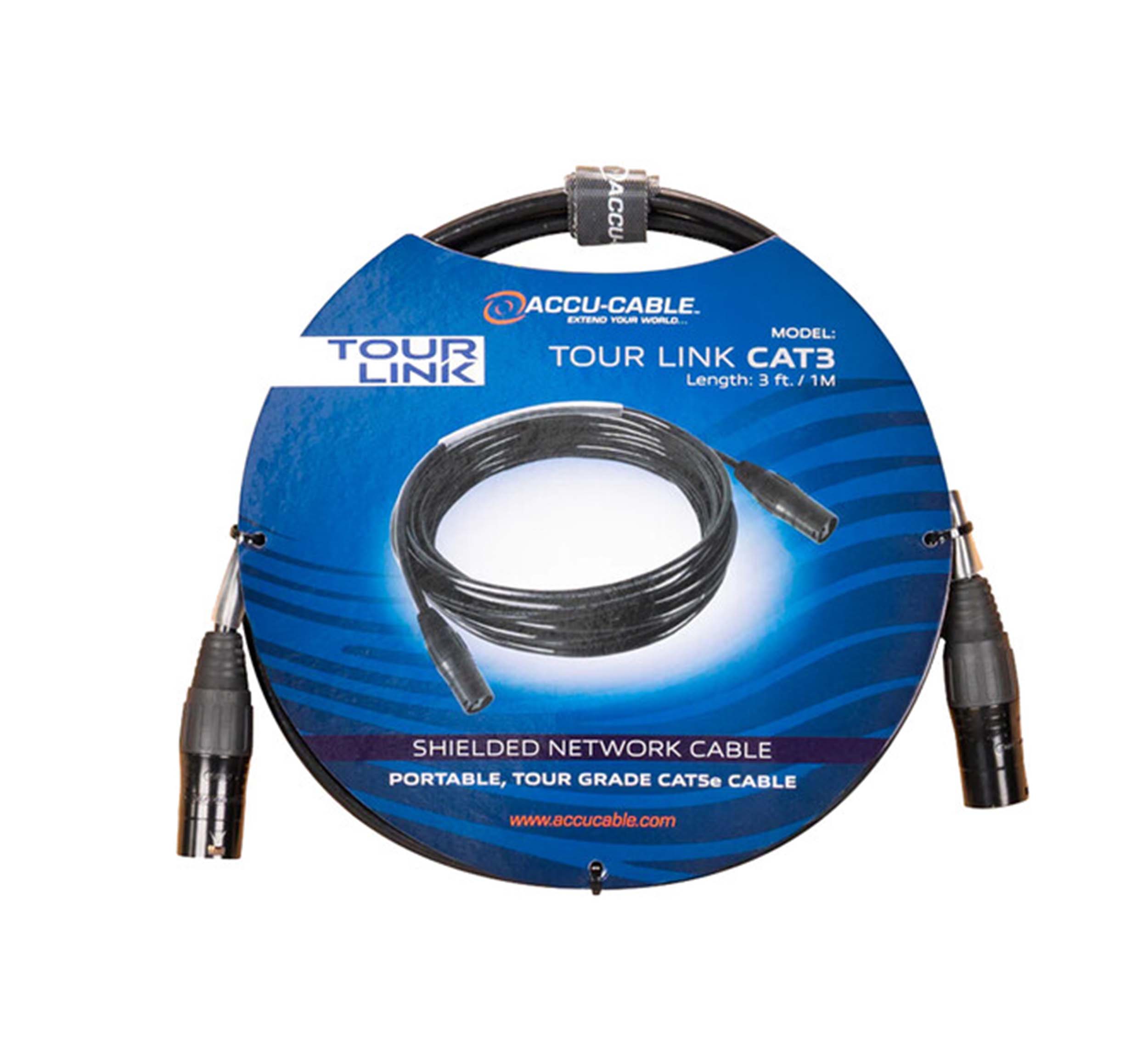 Accu-Cable TOUR LINK CAT3 Cat5e Shielded Network Cable - 3 ft by Accu Cable