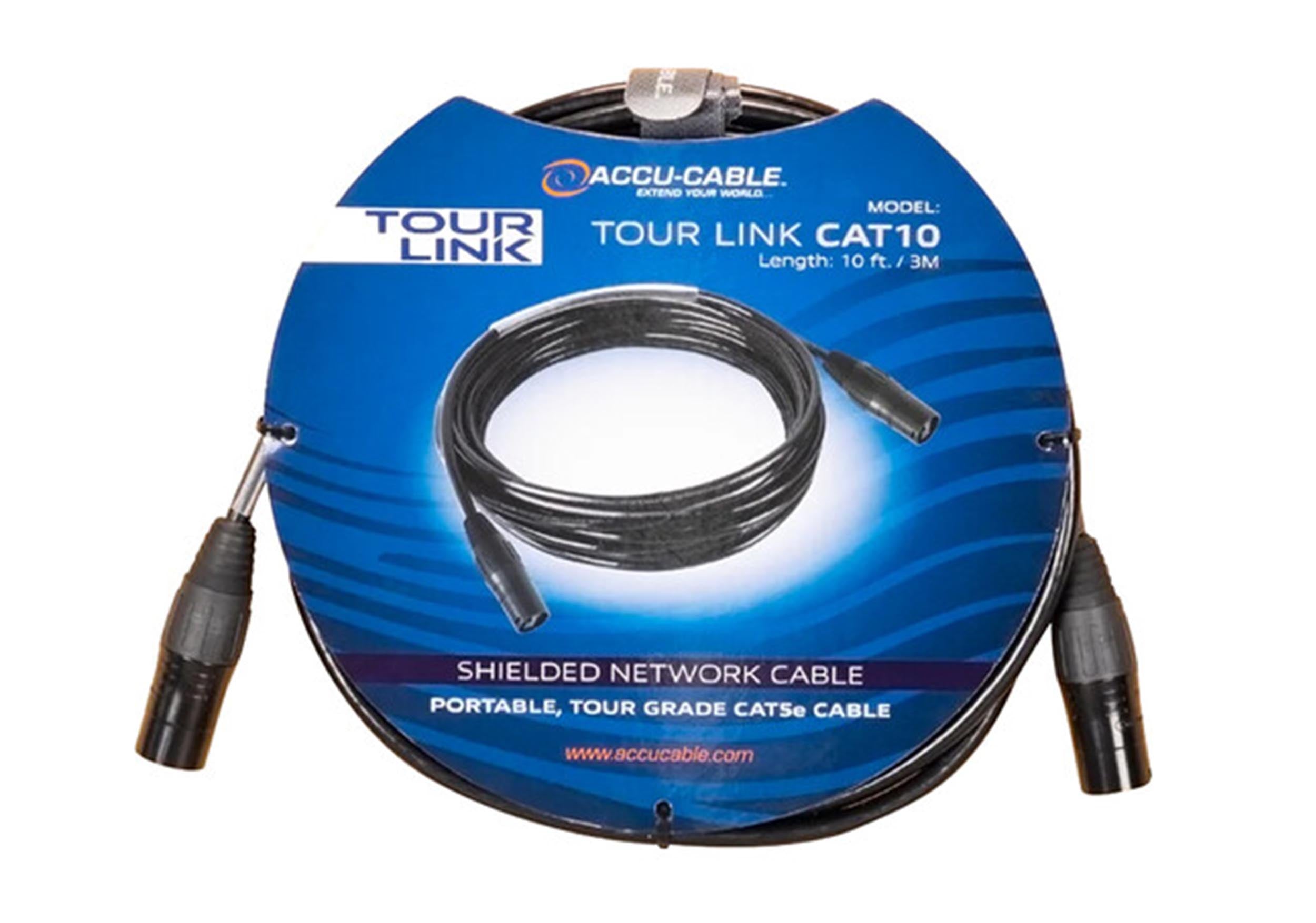 Accu-Cable TOUR LINK CAT10, Cat5E Shielded Network Cable - 10ft by Accu Cable