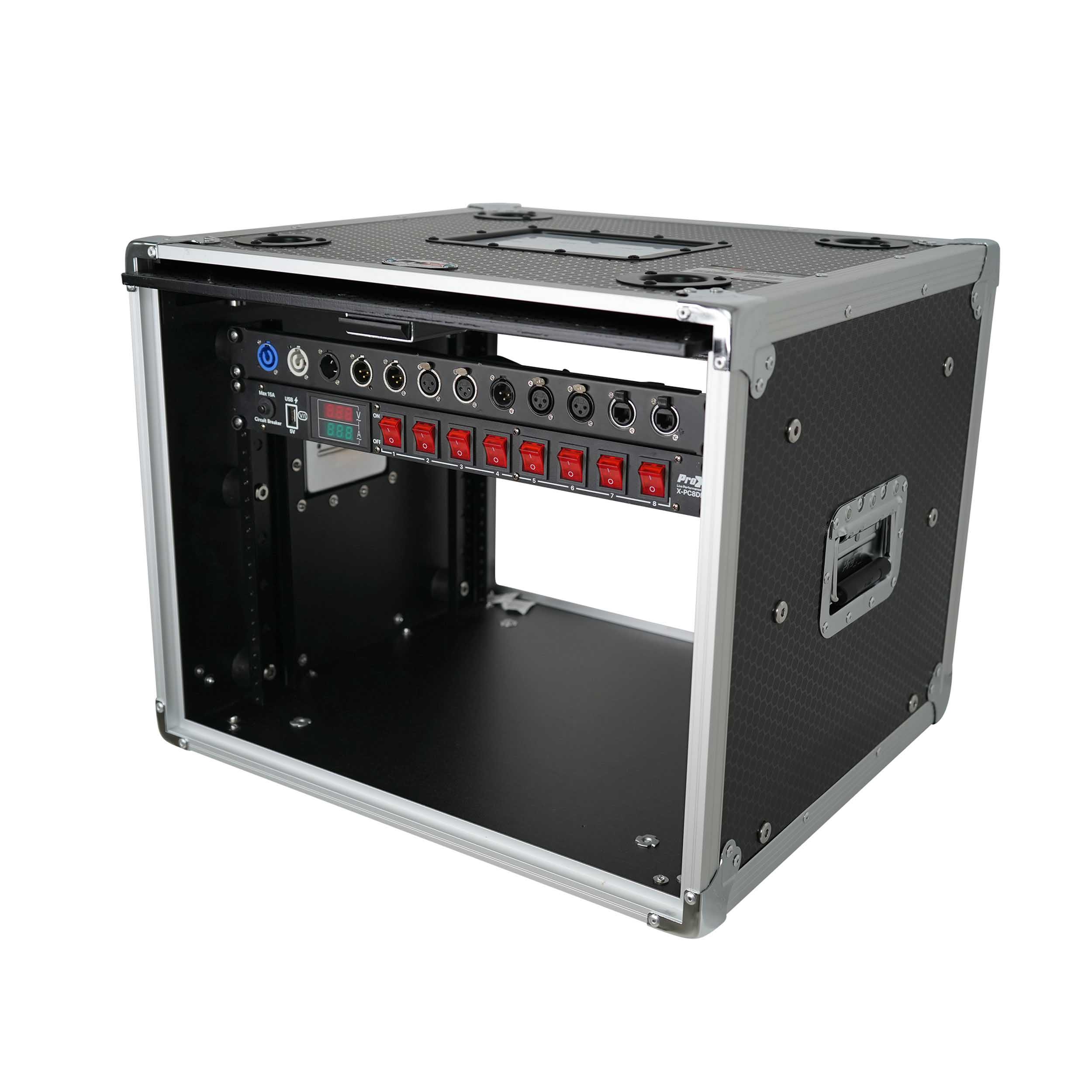 ProX XS-SLAM8U14 Vertical Shock-mount 8U Rack Case with Sliding Slam Doors - 14-inch Depth by ProX Cases