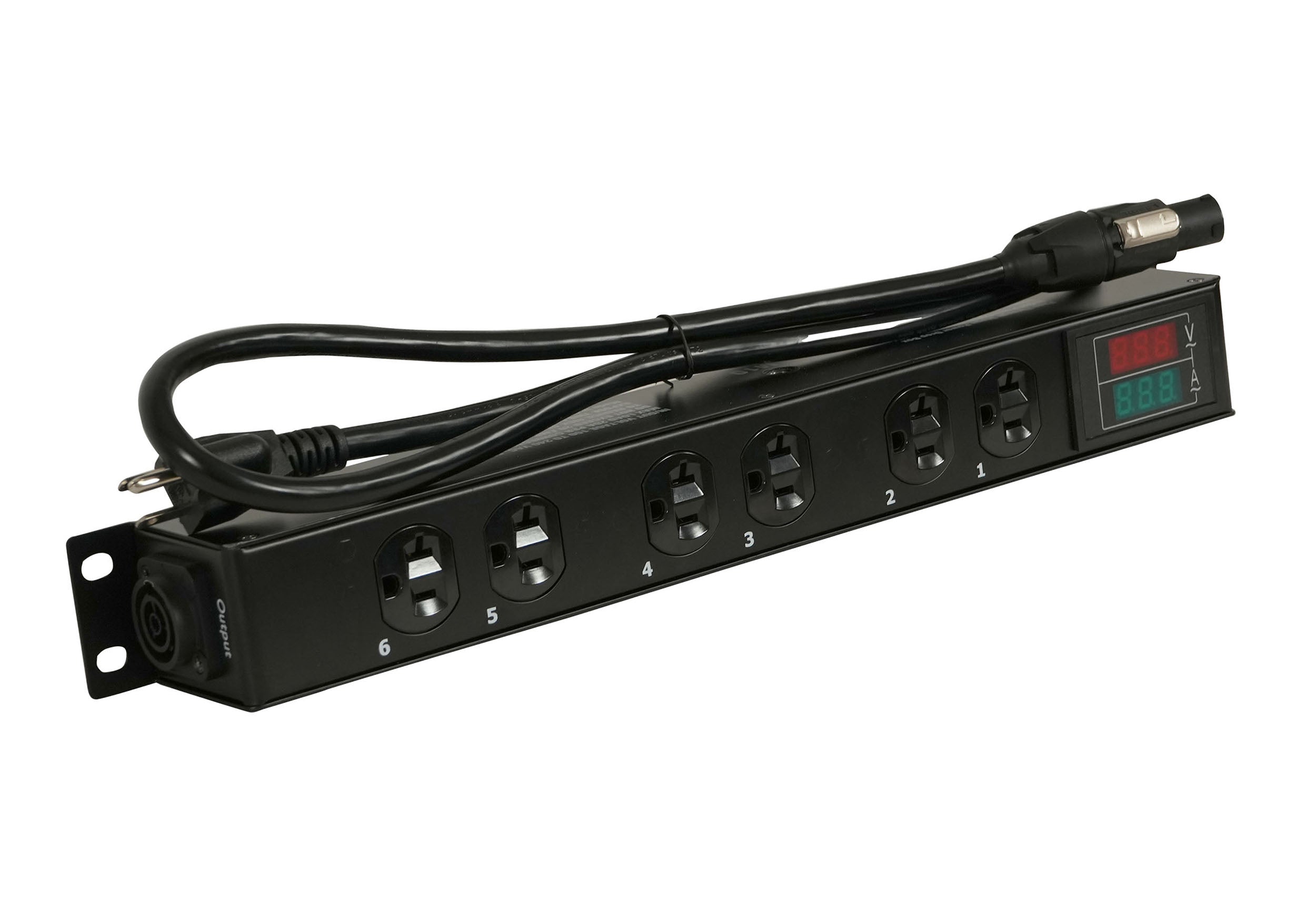 ProX X-PWEDLEDX6TARA 6-Outlet Edison NEMA 5-20R Power Distribution Box with True1 IN/OUT, LED Voltage by ProX Live Performance Gear
