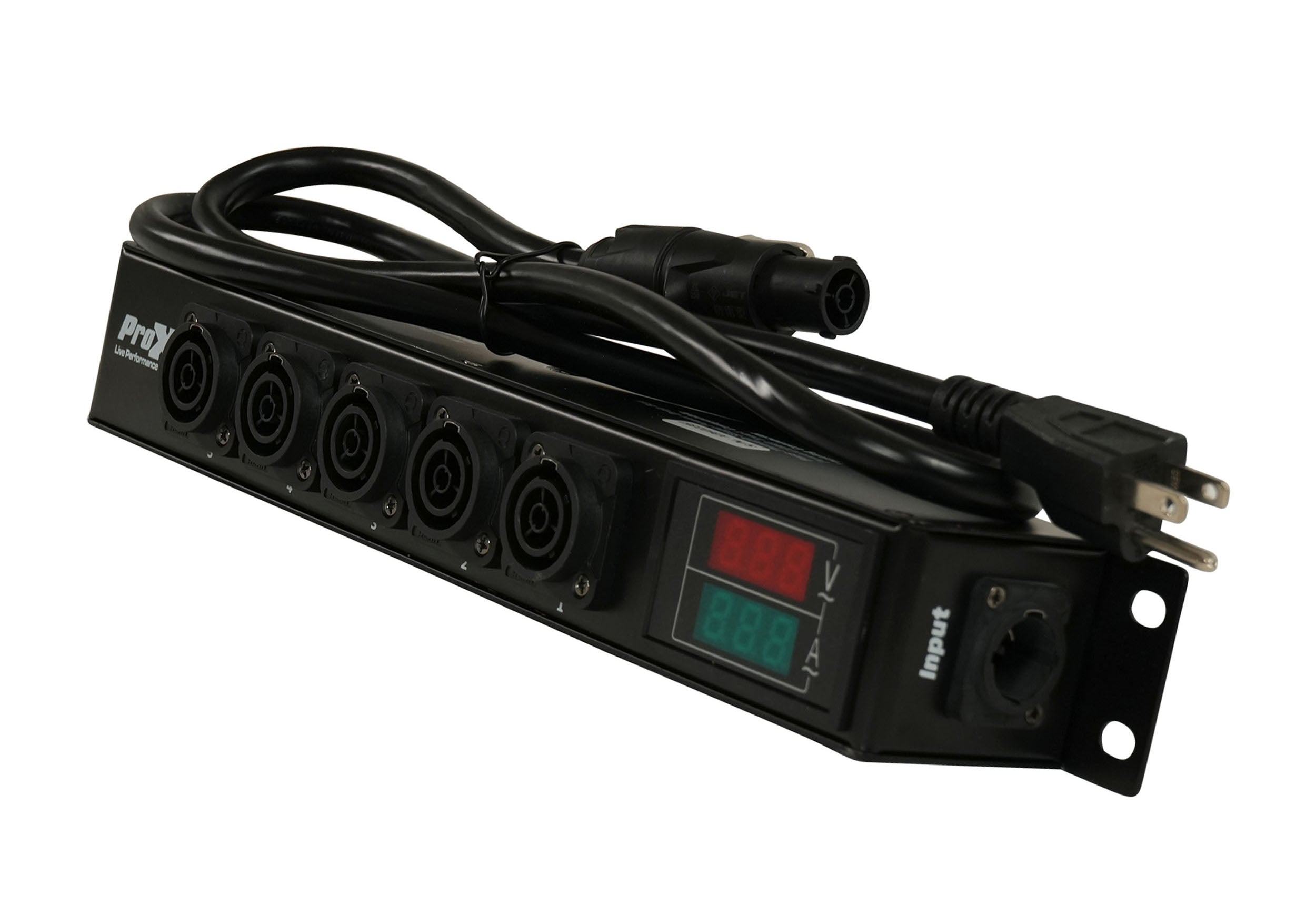 ProX X-PWTR1LEDX6DANA PowerCenter AC to 6X True1 Splitter Outputs with V and A Meter by ProX Live Performance Gear