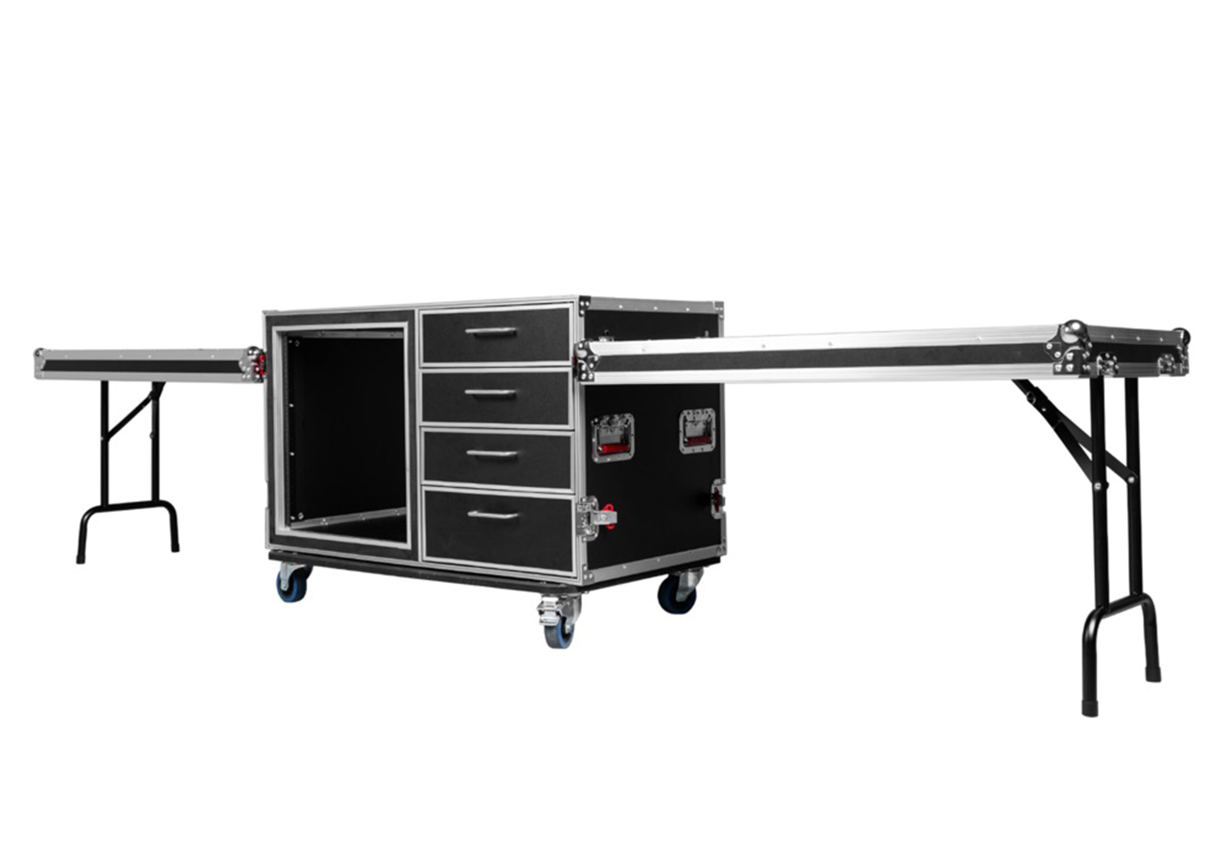 Gator GTOUR-WORKST4-12U-2T Professional Audio Workstation Case with Rack and Storage Drawers - 12U