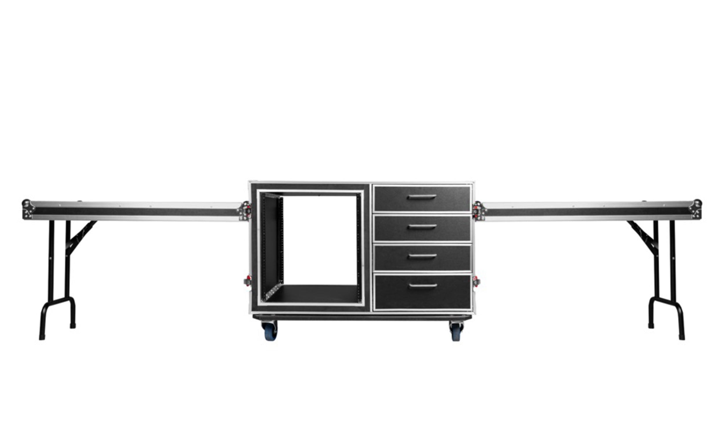 Gator GTOUR-WORKST4-12U-2T Professional Audio Workstation Case with Rack and Storage Drawers - 12U