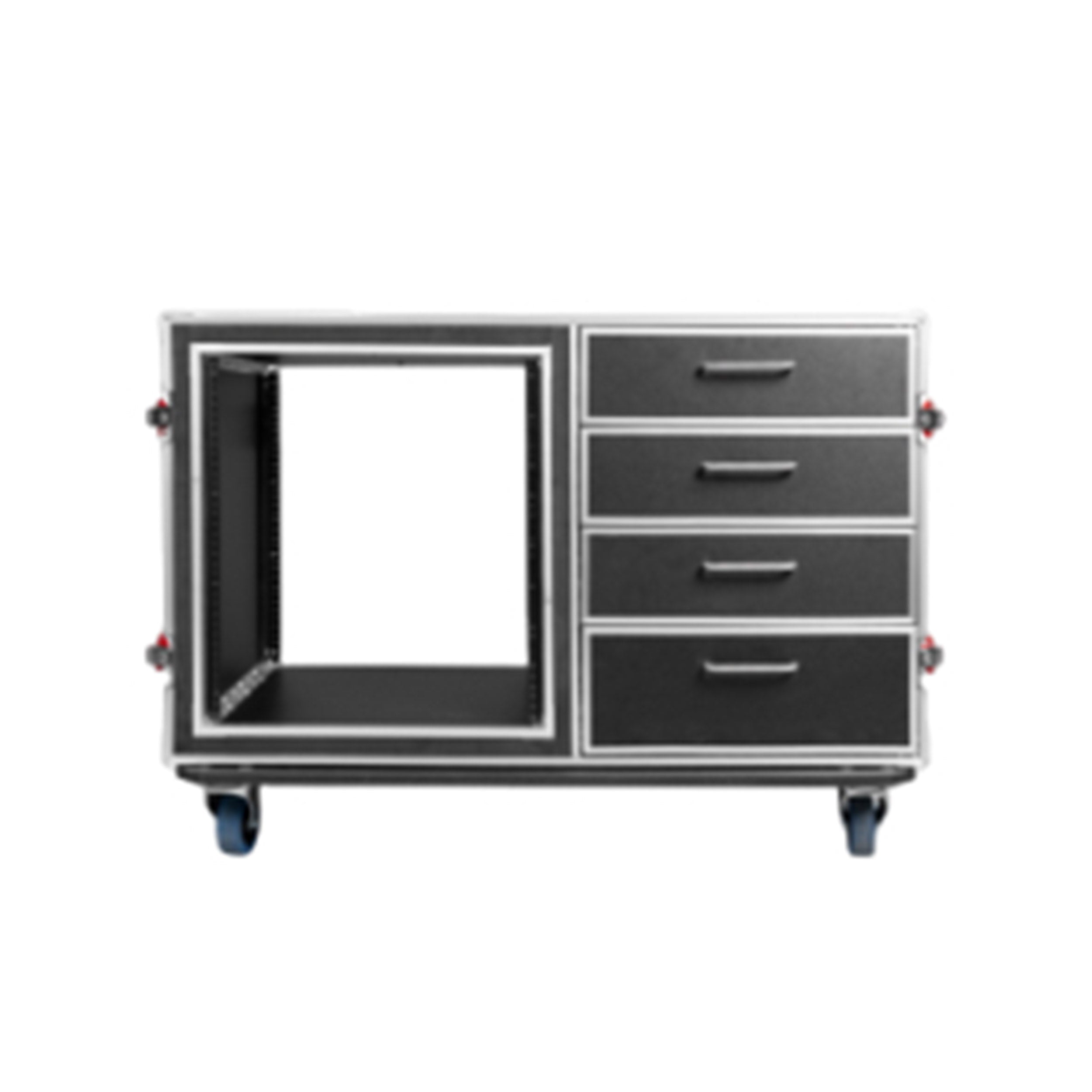 Gator GTOUR-WORKST4-12U-2T Professional Audio Workstation Case with Rack and Storage Drawers - 12U