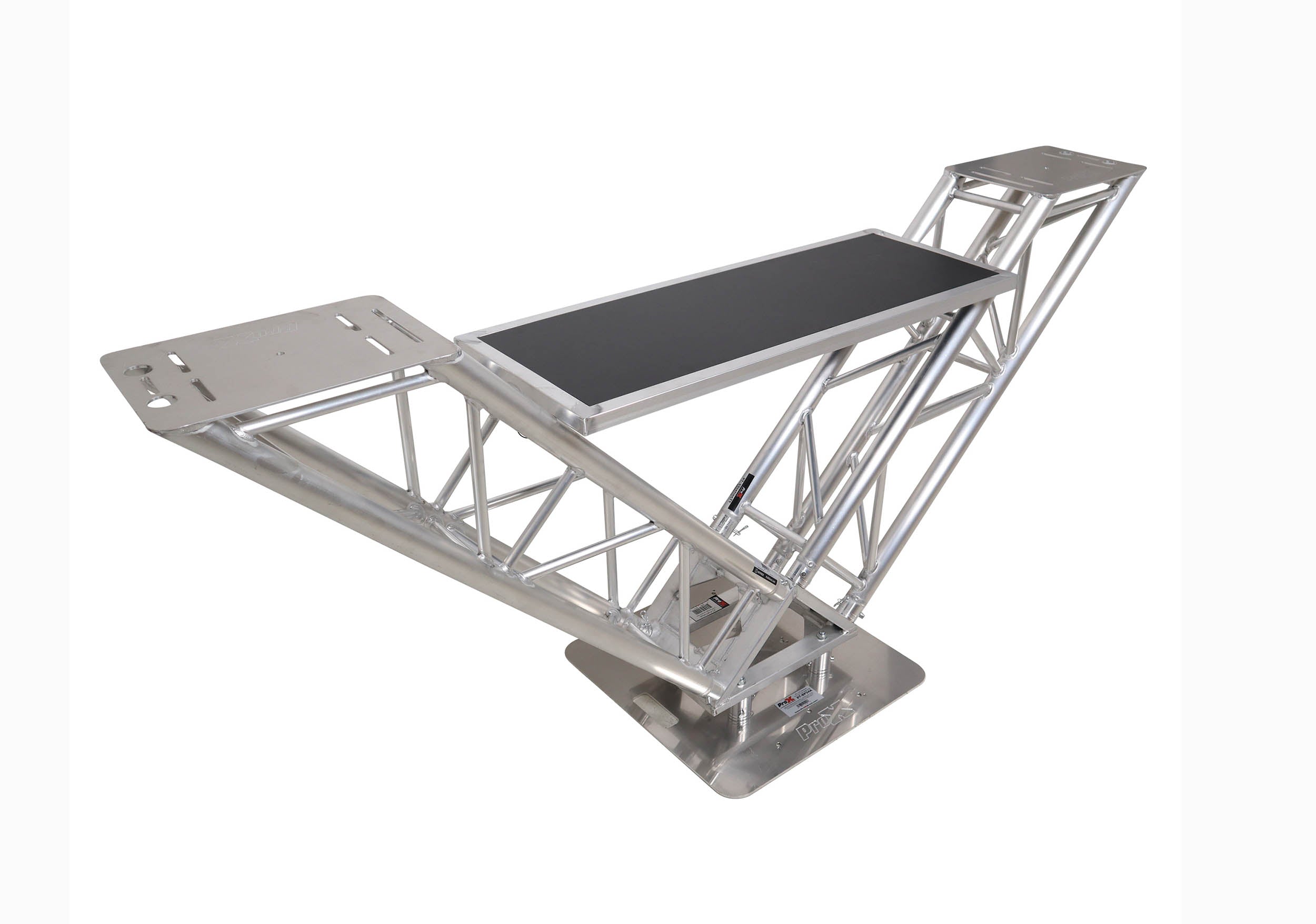 ProX XT-VERRAZANO24 V-Shape Aluminum Truss DJ Table with Elevated Monitor Shelves and 24" Base Plate