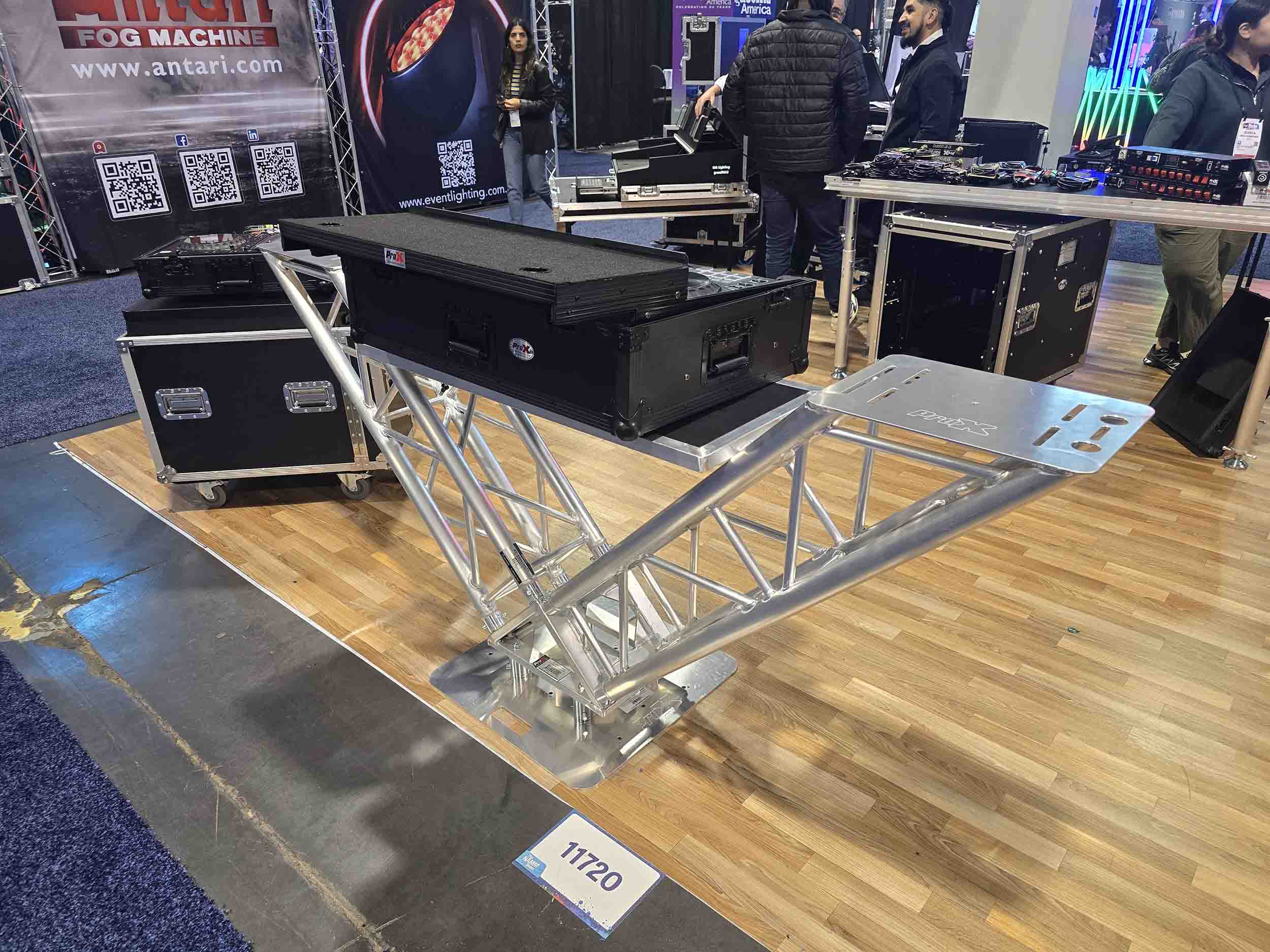 ProX XT-VERRAZANO24 V-Shape Aluminum Truss DJ Table with Elevated Monitor Shelves and 24" Base Plate