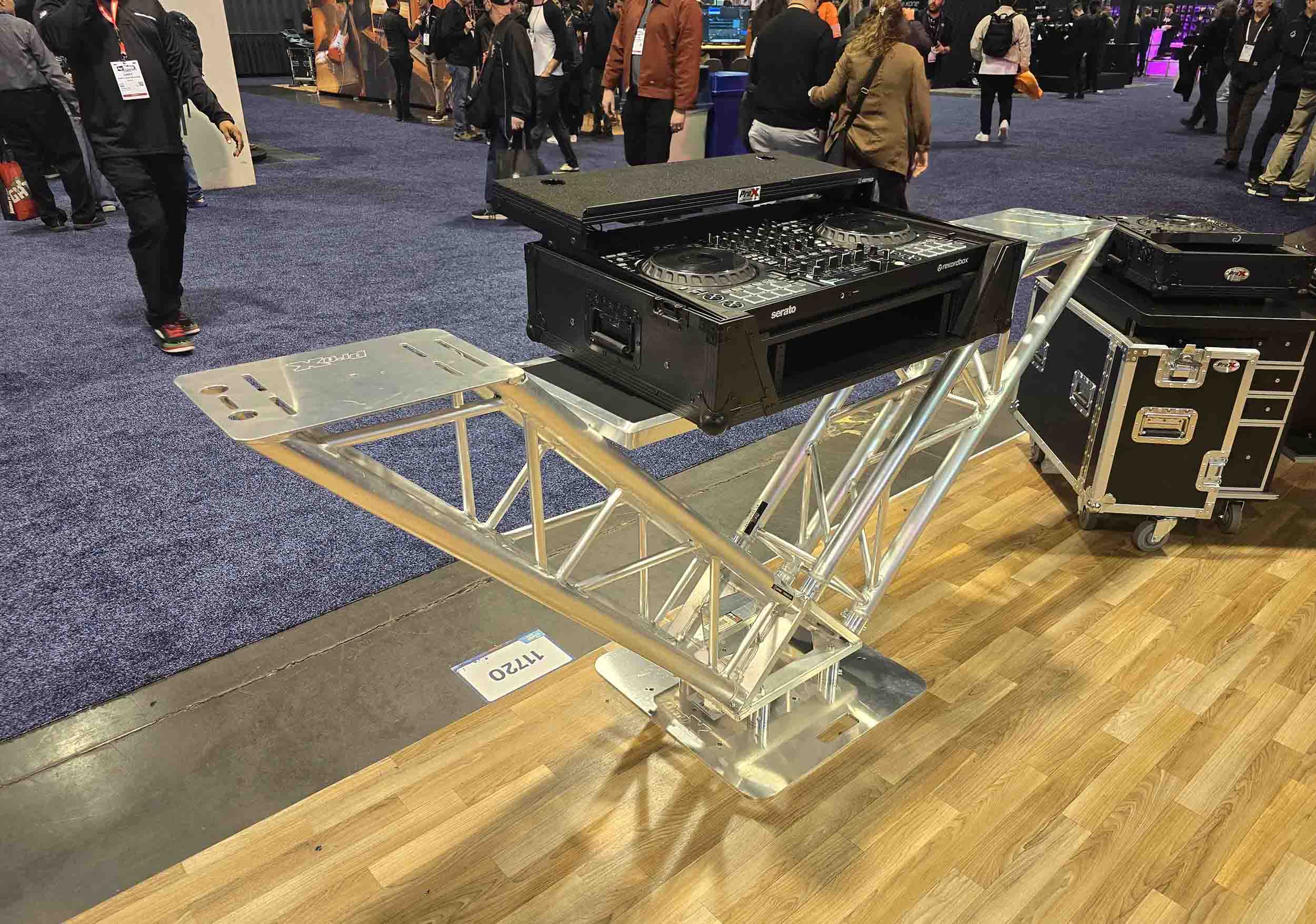ProX XT-VERRAZANO24 V-Shape Aluminum Truss DJ Table with Elevated Monitor Shelves and 24" Base Plate