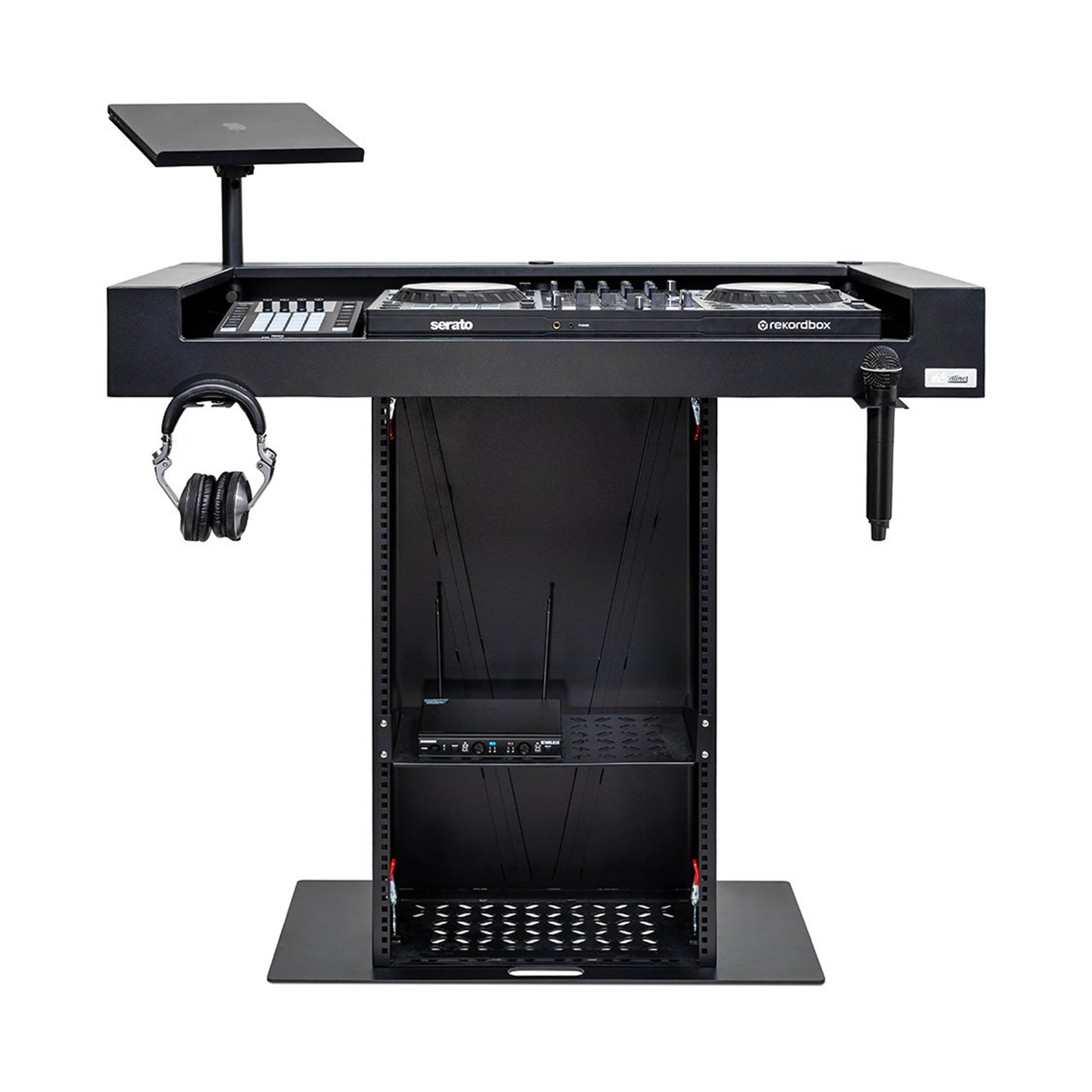 Headliner HL30000 Malibu Portable DJ Podium with Countertop and Base Column - Black