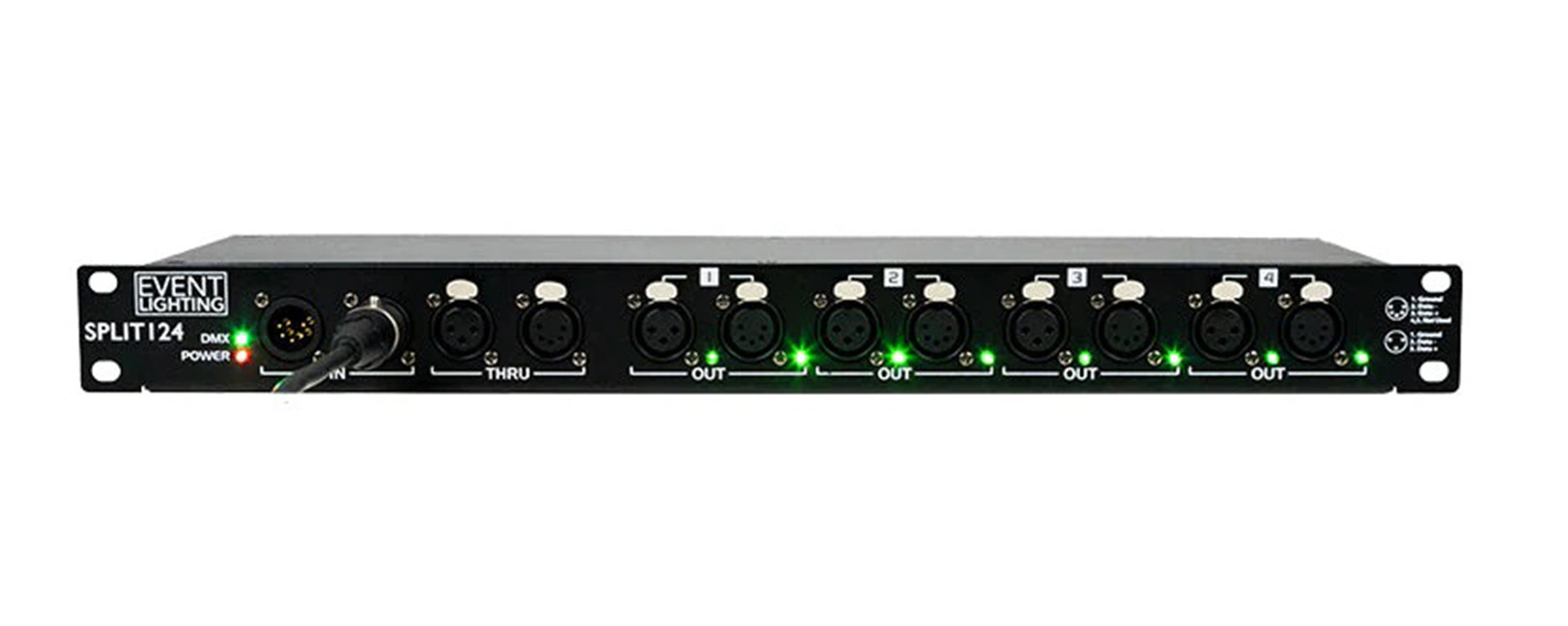 Antari Event Lighting SPLIT124 4-Way Rackmount DMX512 Splitter with Optical Isolation