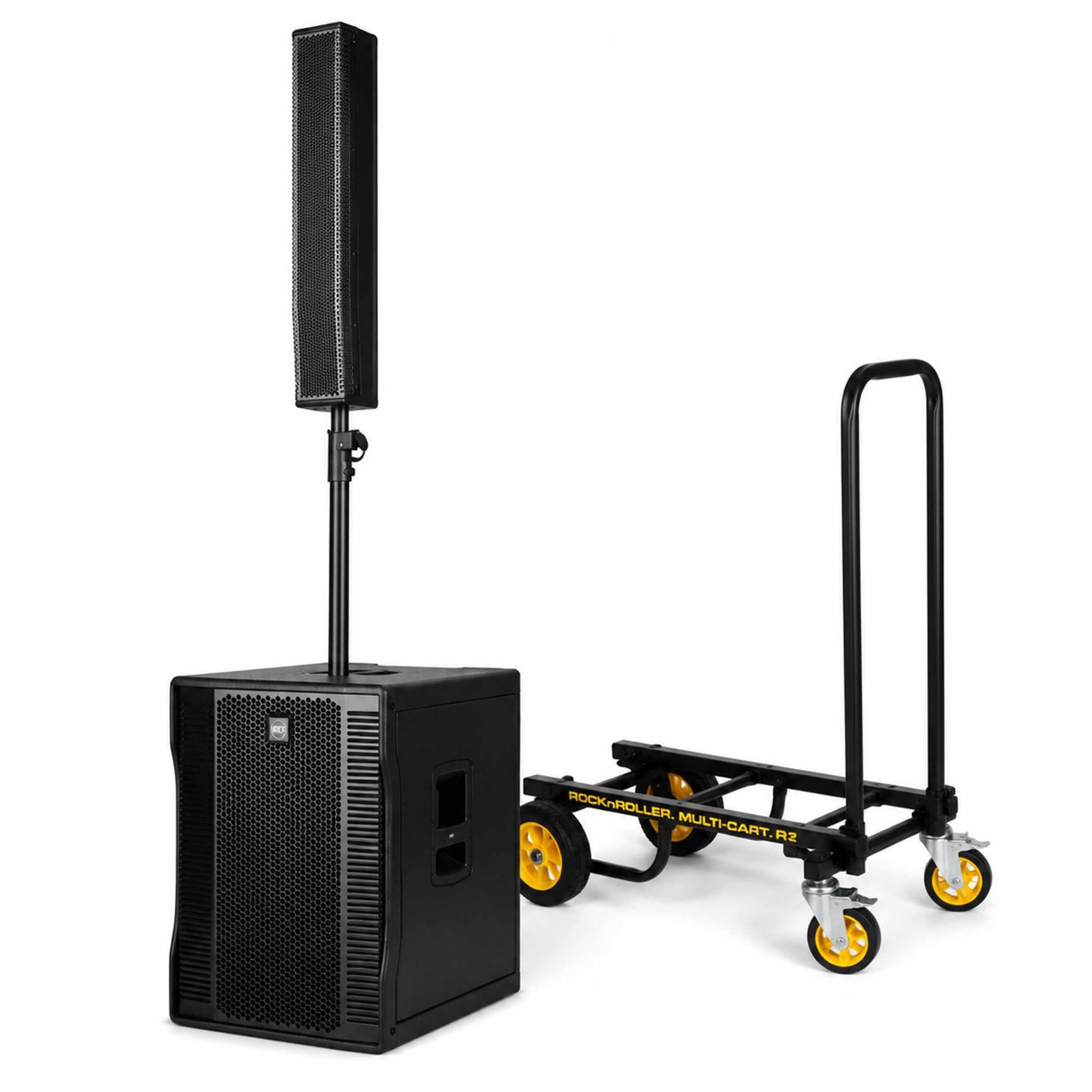 RCF EVOX-12-SYSTEM Active Compact Portable PA System - Black and Utility Cart
