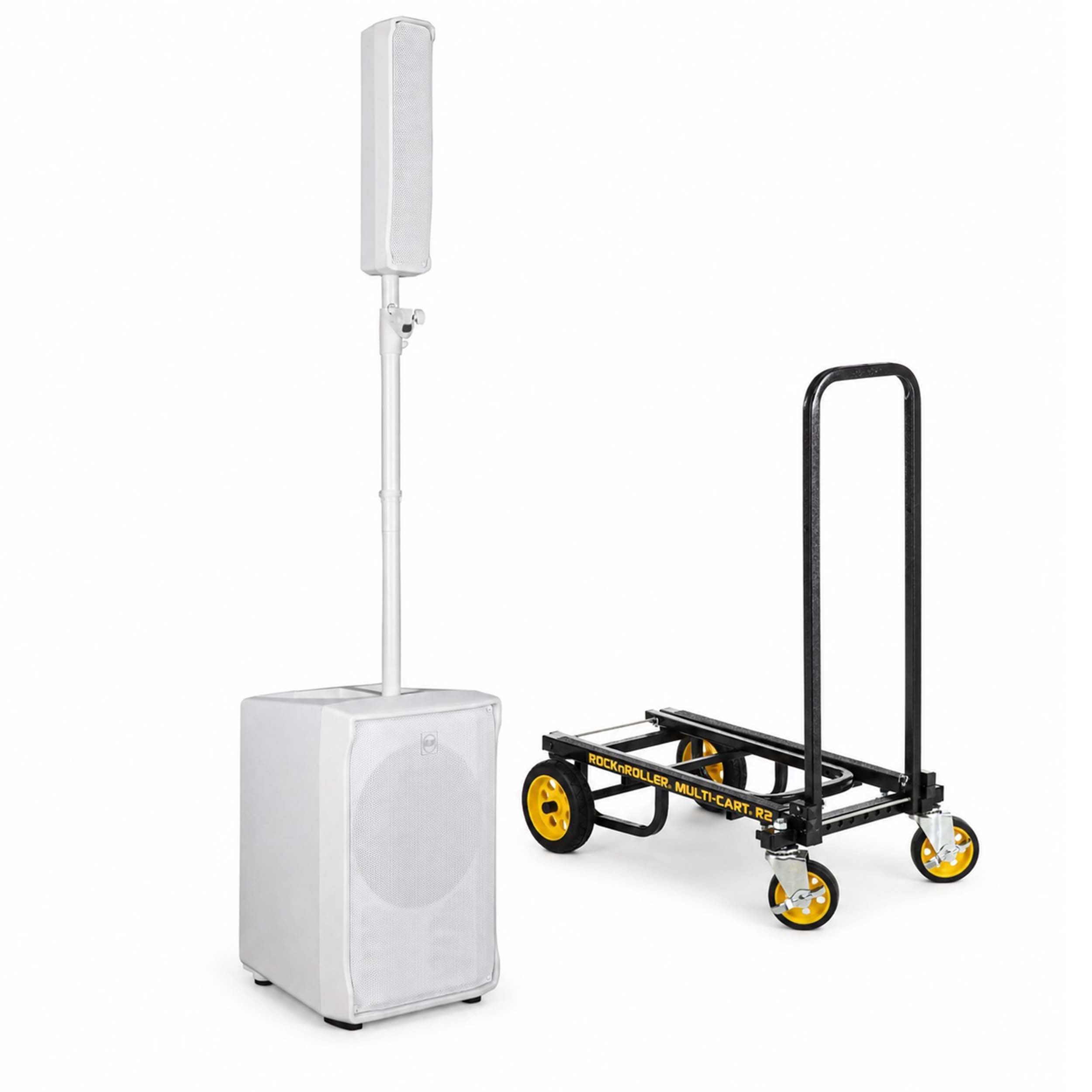 RCF EVOX J8 W Composite Active Portable PA System - White and Utility Cart