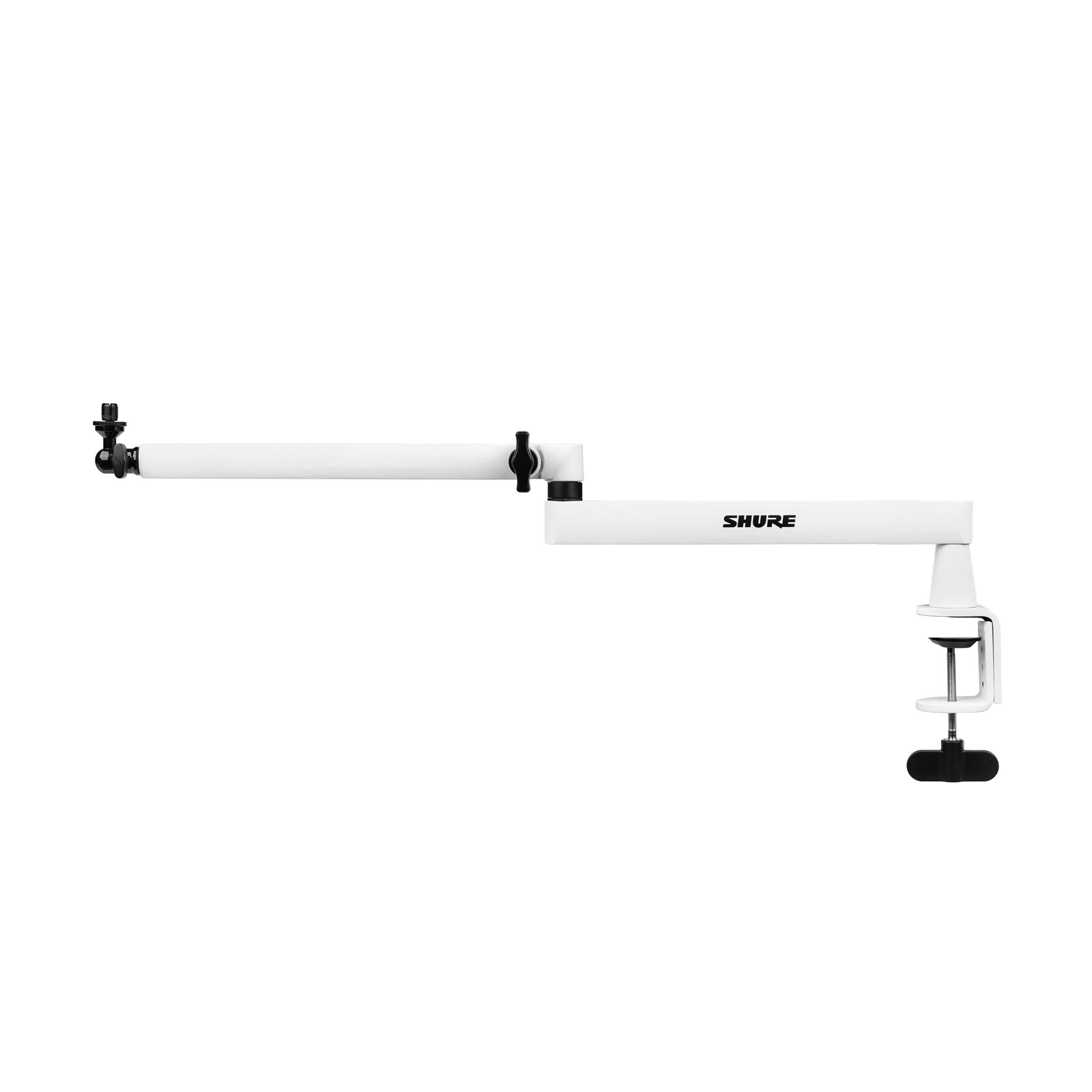 Shure by Gator SH-BROADCAST2-W, Low-Profile Desktop Microphone Boom Stand - White