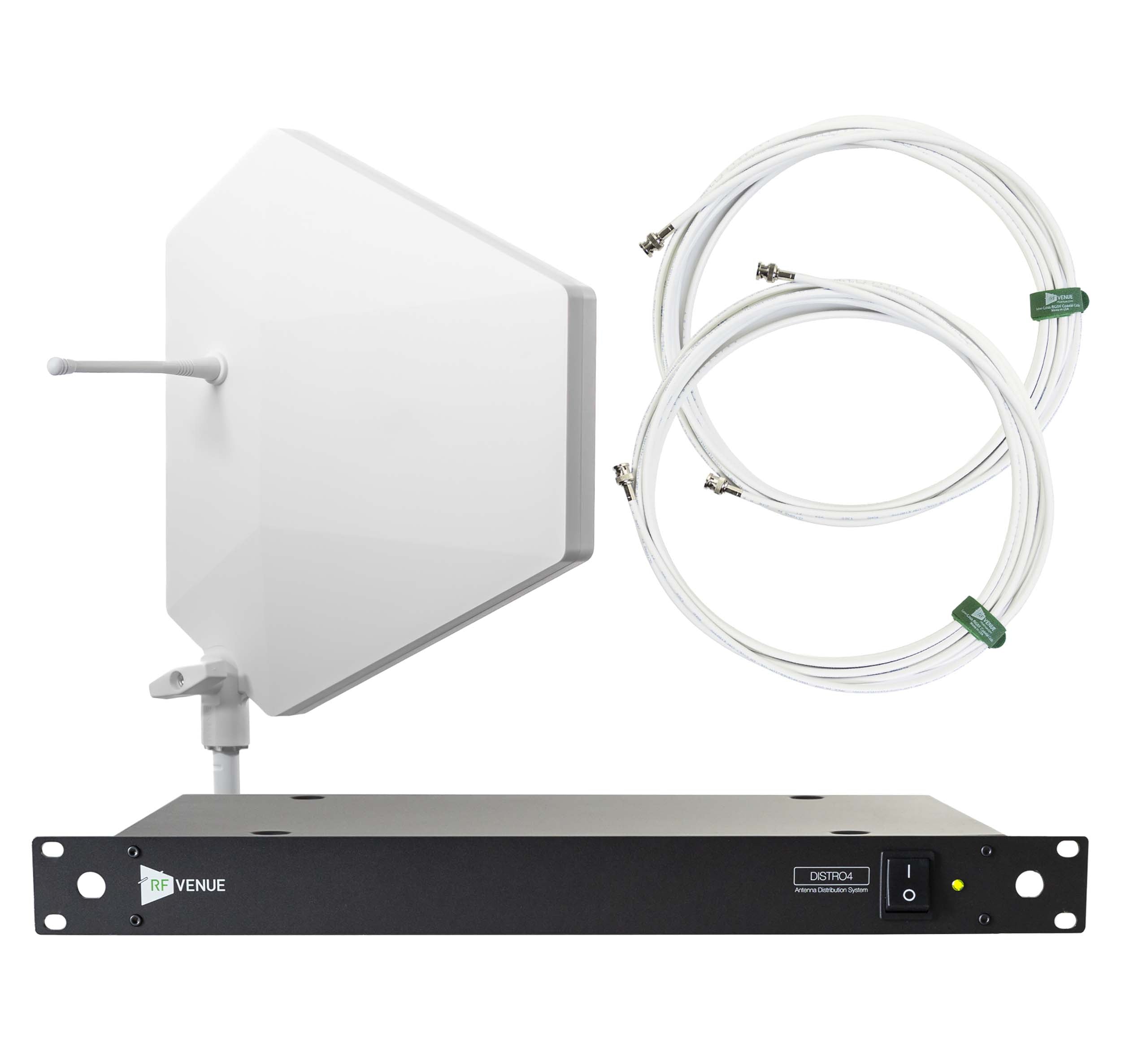 RF Venue DFIN-IPXWDISTRO4 4-Channel Wireless Mic Upgrade Pack with Diversity Fin IPX Antenna, White