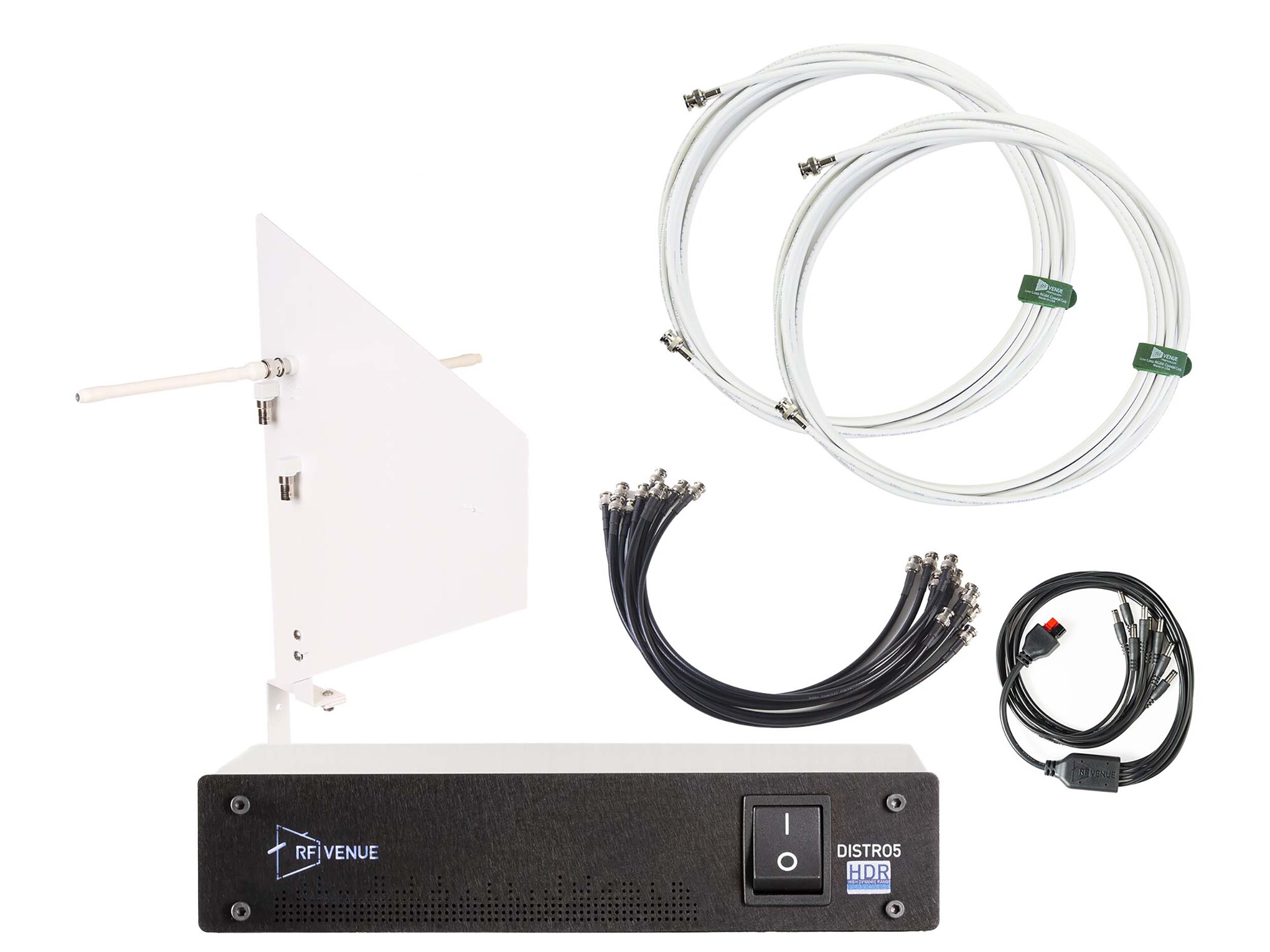 RF Venue DFINWD5 5-Channel Wireless Microphone Upgrade Pack with White Wall-Mount Diversity Fin Antenna