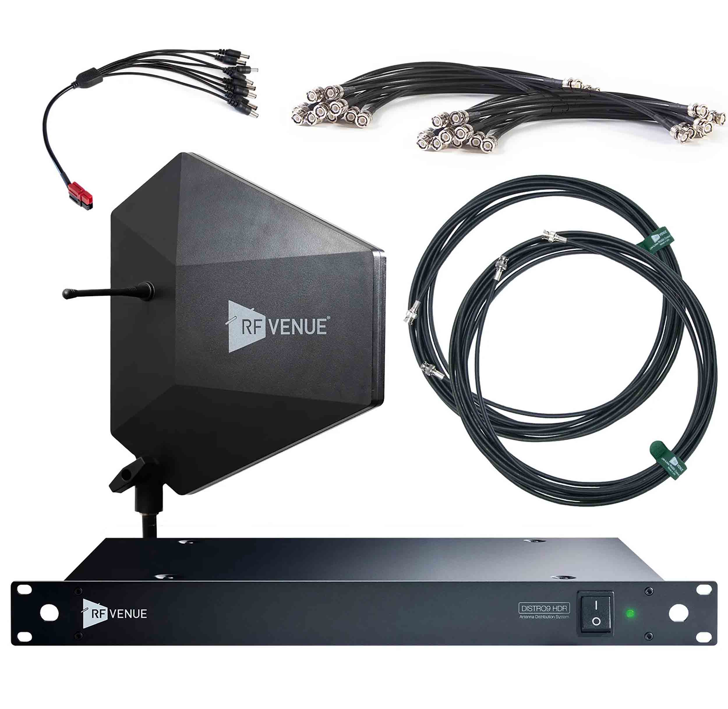 RF Venue DFIN-IPXD9 DISTRO9 HDR 9-Channel Wireless Mic Upgrade Pack with Diversity Fin IPX Antenna