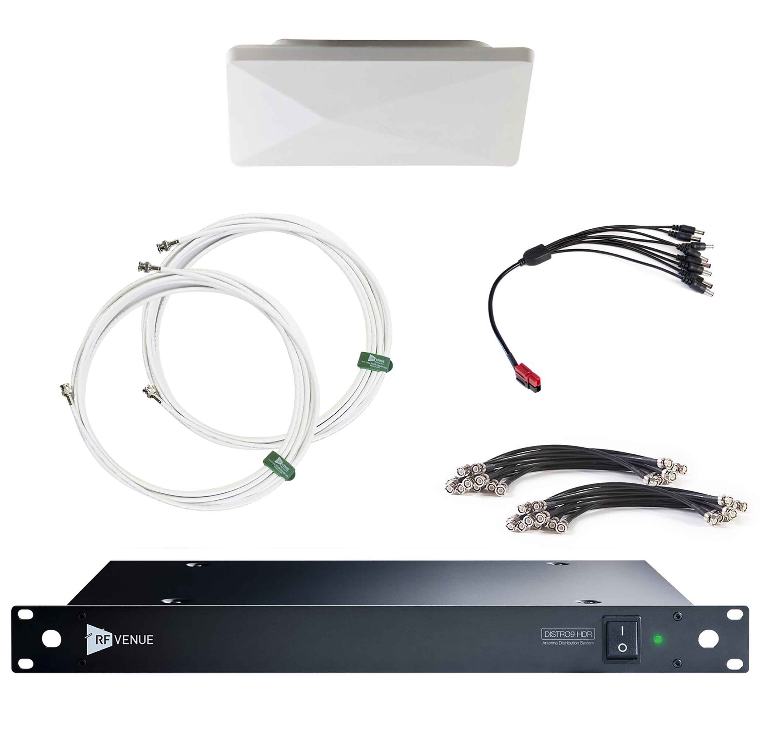 RF Venue D-ARCD9 DISTRO9 HDR 9-Channel Wireless Mic Upgrade Pack with White Diversity Architectural Antenna