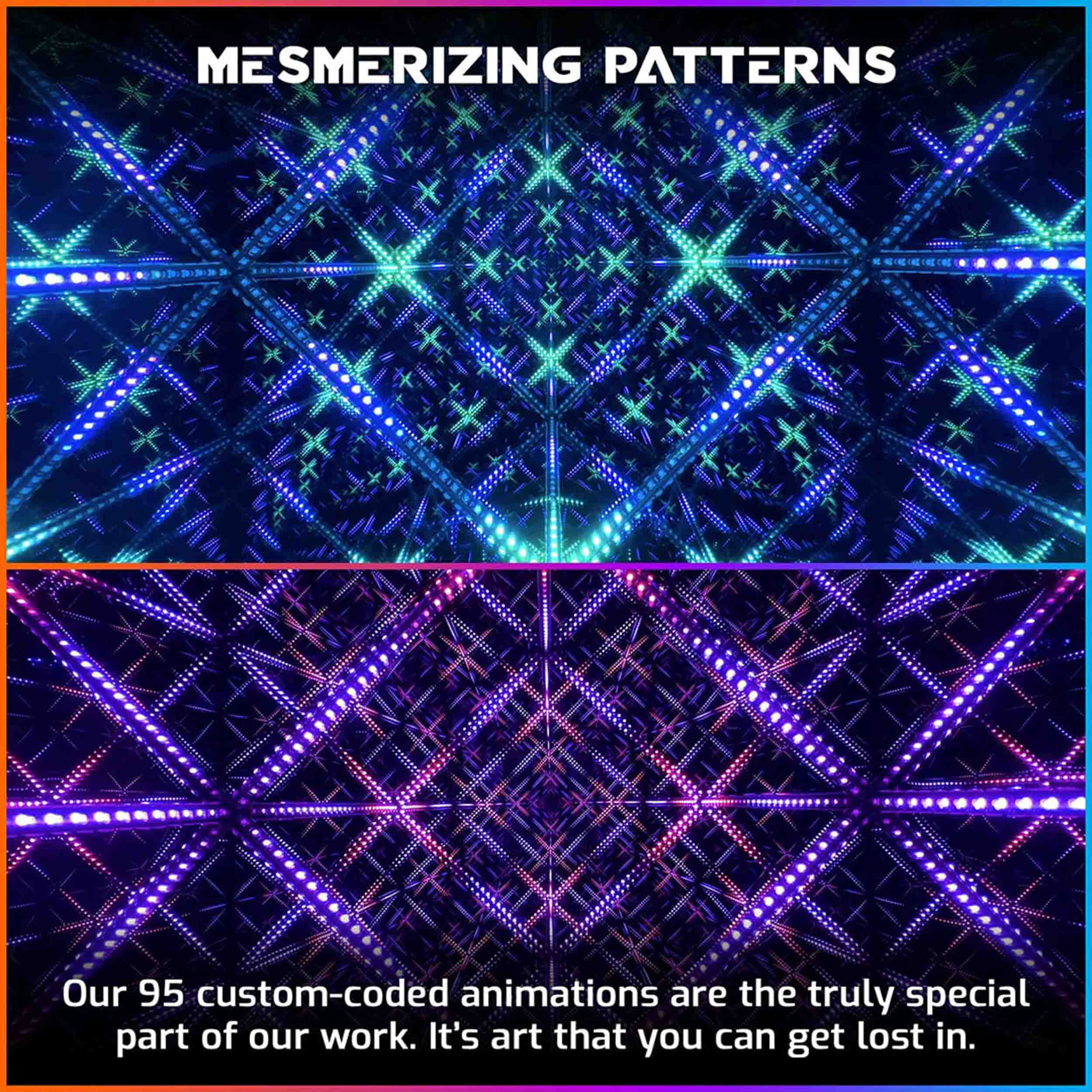 Hyperspace Lighting HYPERCUBE10 Infinity Mirror LED Art with App Control and Sound Reactive Effects