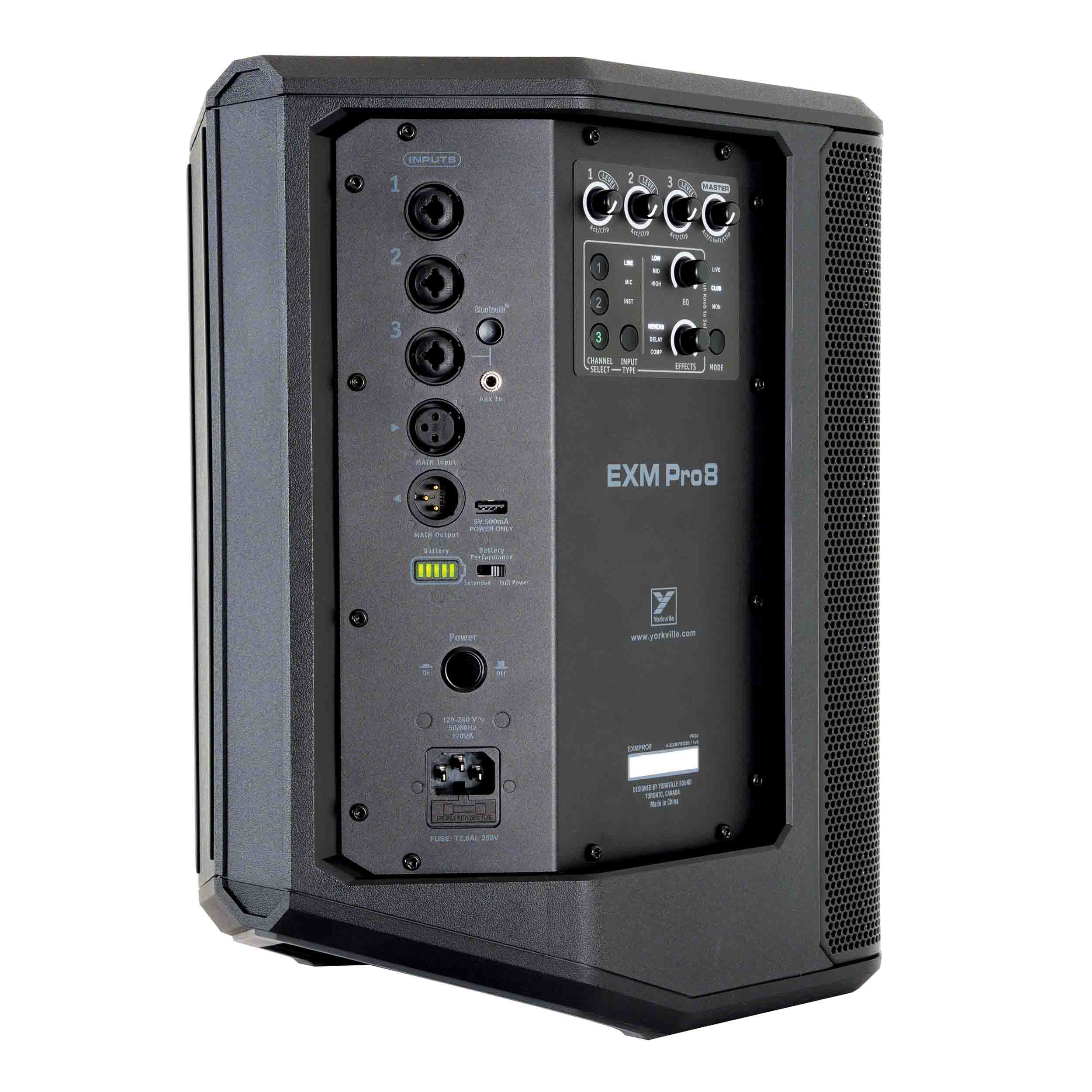 Yorkville Sound EXM PRO8 400W Battery-Powered Portable PA Speaker with Bluetooth and 3-Channel Mixer
