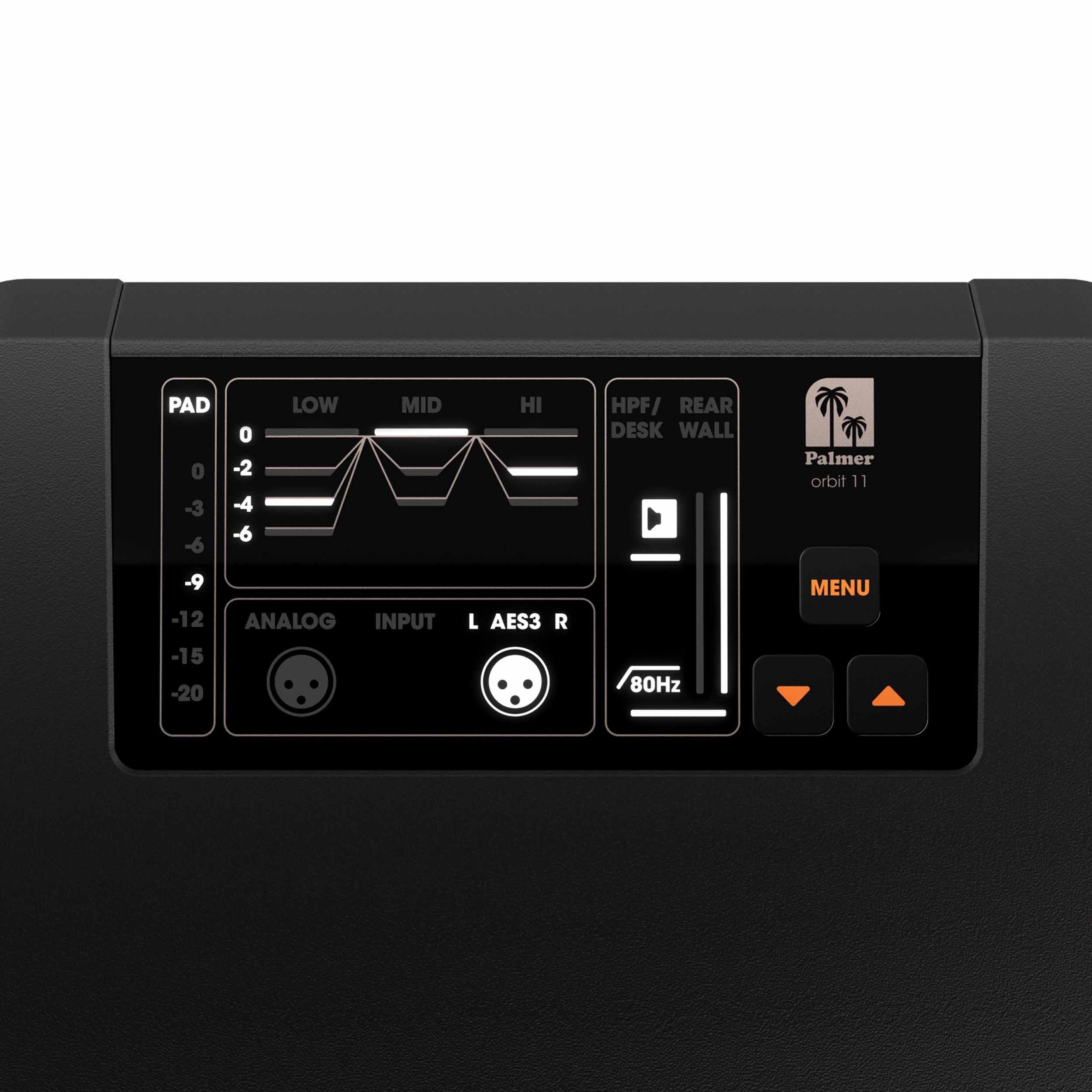 Palmer PORBIT11US Active 3-Way Studio Monitor with 1000W Class-D Amp and Dual 8" Woofers