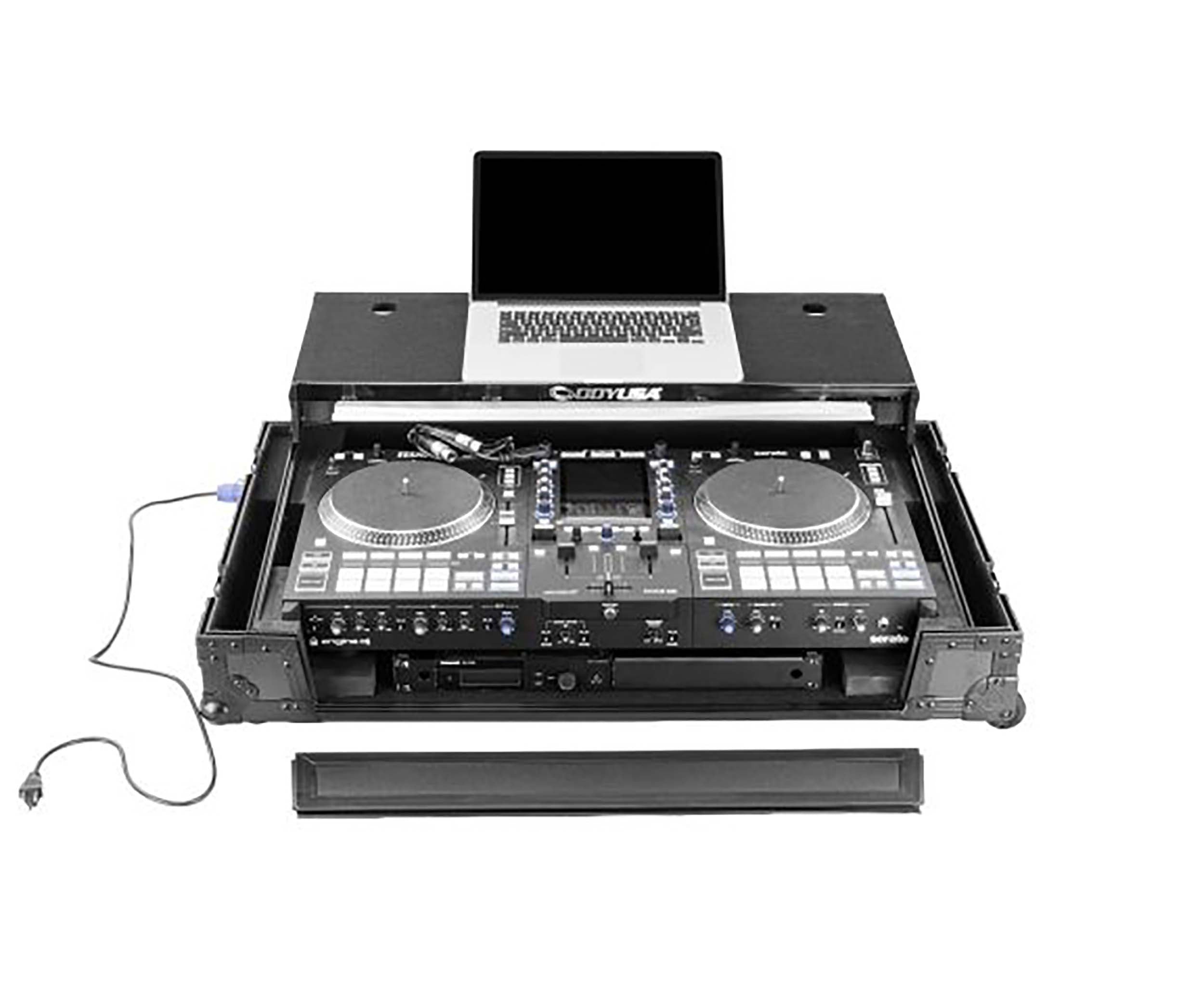 Odyssey FPR-GSSYSTEMONE1UWBL Performance Ready Series 1U Flight Case for RANE SYSTEM ONE with Wheels and Glide Style Laptop Platform - Black