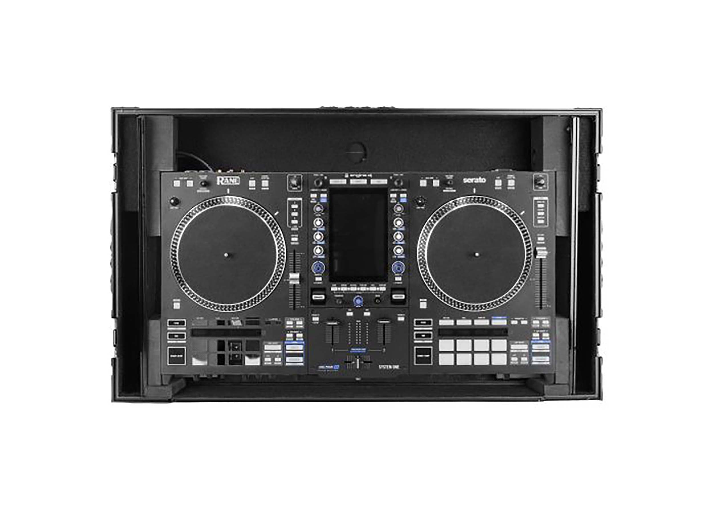 Odyssey FPR-GSSYSTEMONE1UWBL Performance Ready Series 1U Flight Case for RANE SYSTEM ONE with Wheels and Glide Style Laptop Platform - Black