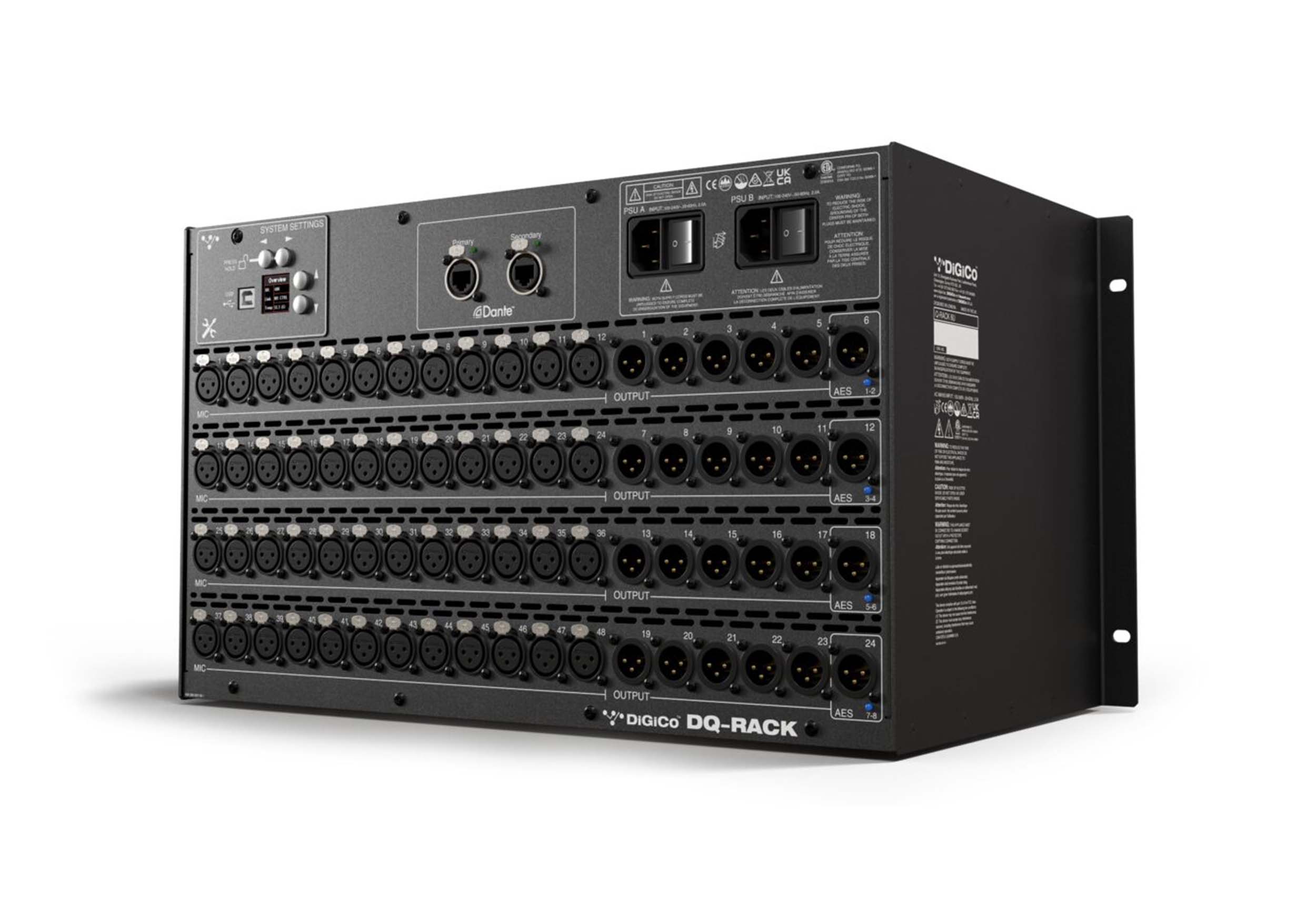 DiGiCo X-DQ-RACK 6U Dante Stage Rack with 48 Mic Input - DANTE only