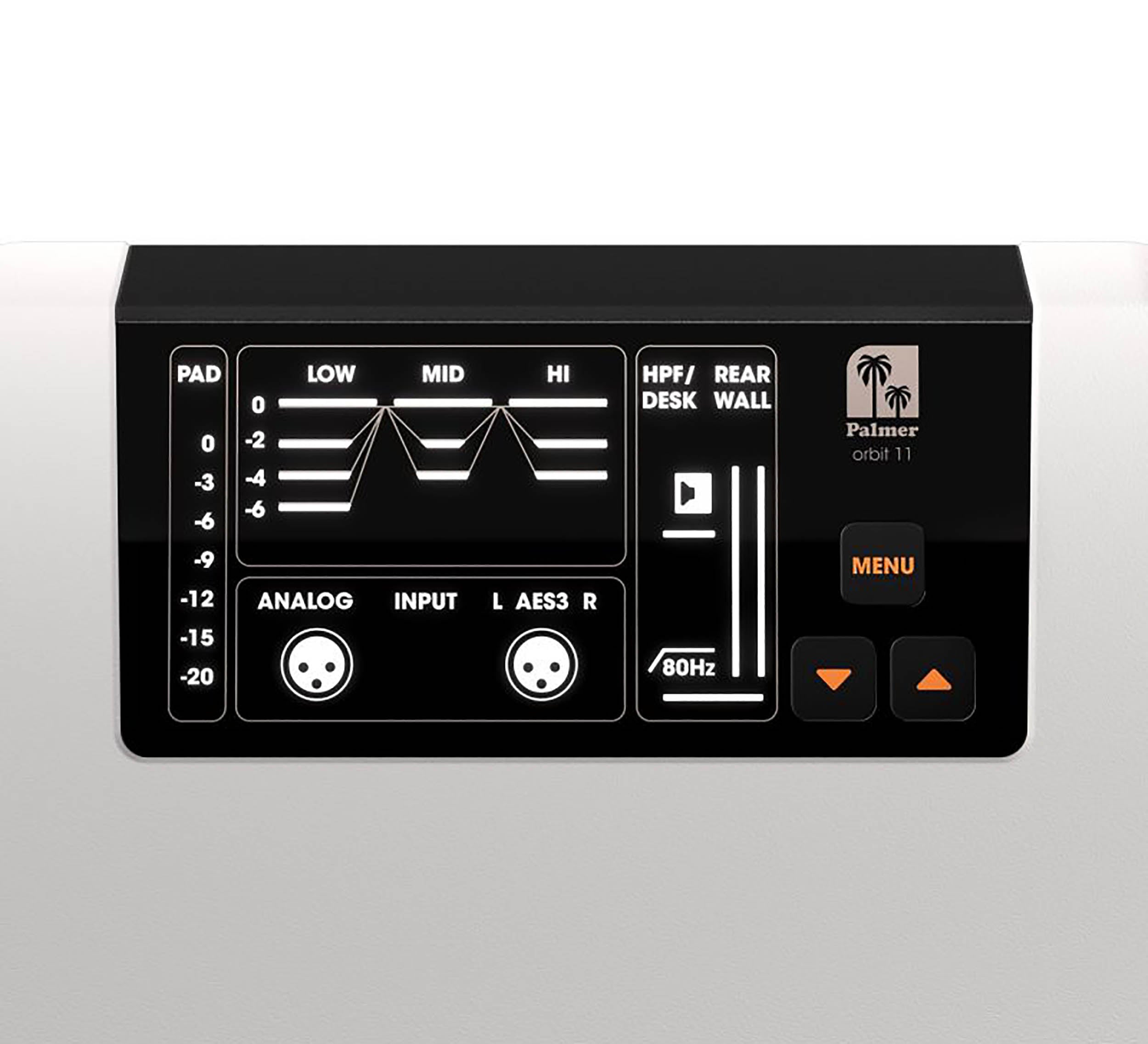 Palmer PORBIT11WUS Active 3-Way Studio Monitor with 1000W Class-D Amp and Dual 8" Woofers-White