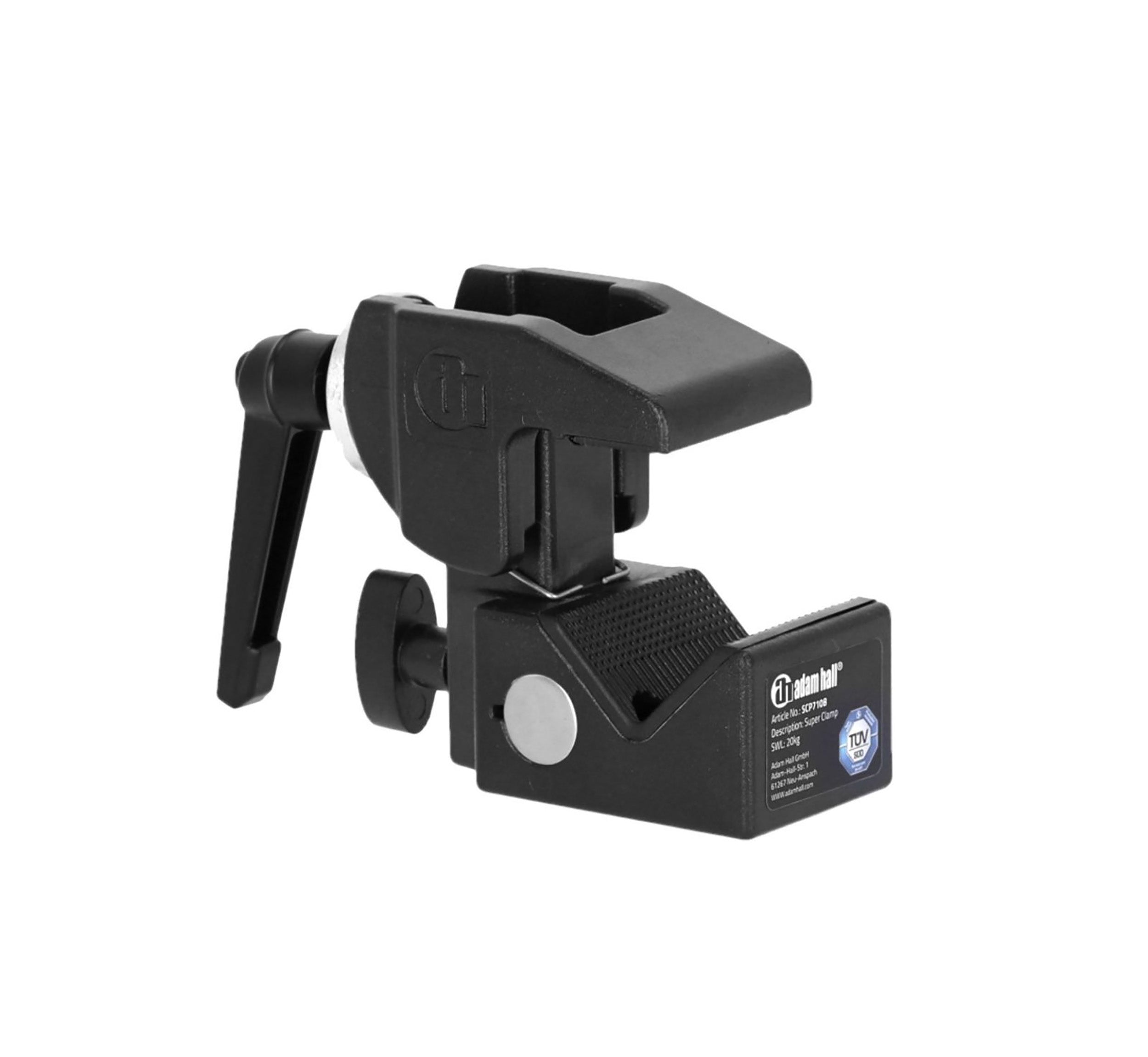 Adam Hall SCP710BSET1 Universal Hook Clamp with Clamping Lever, Black, incl. Bolt SS018
