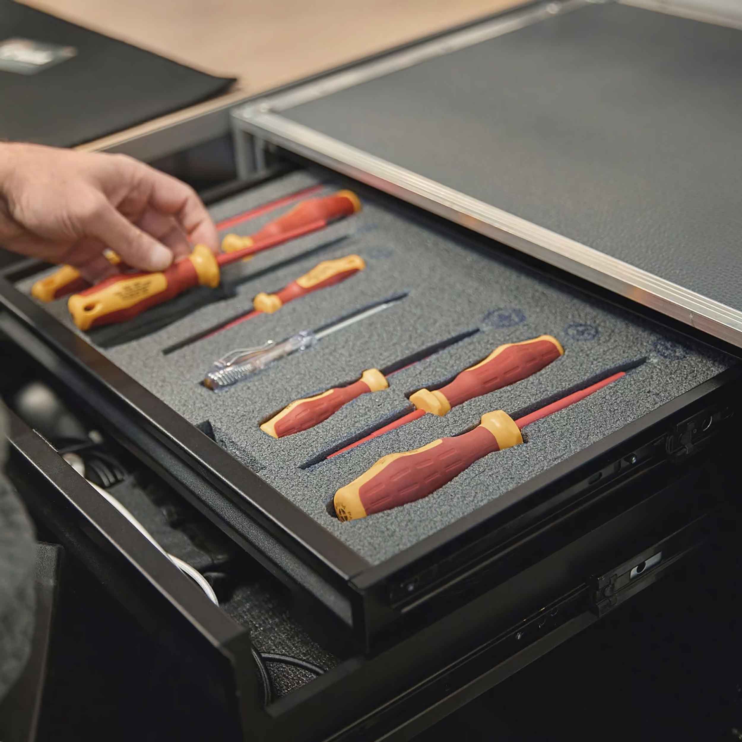 Adam Hall 874E03D ERGO Series 19" Rack Drawer 2U with Integrated 1U Internal Drawer, Steel