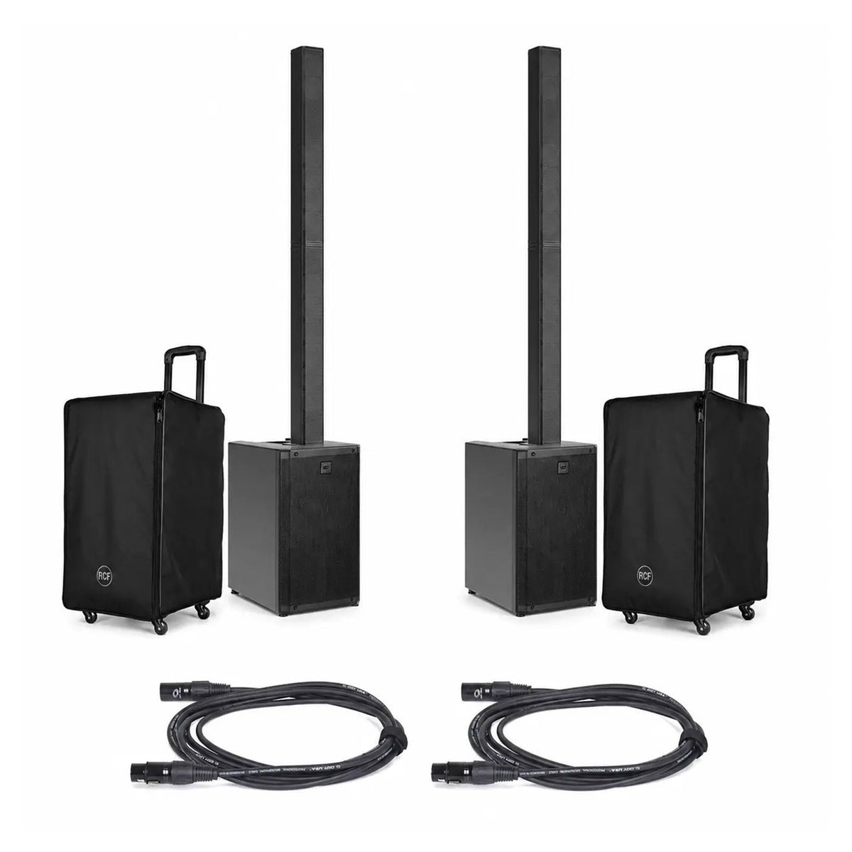 RCF EVOX J11 Active 3-Way Column Array Pair Speaker Pkg w/ Covers & Cables