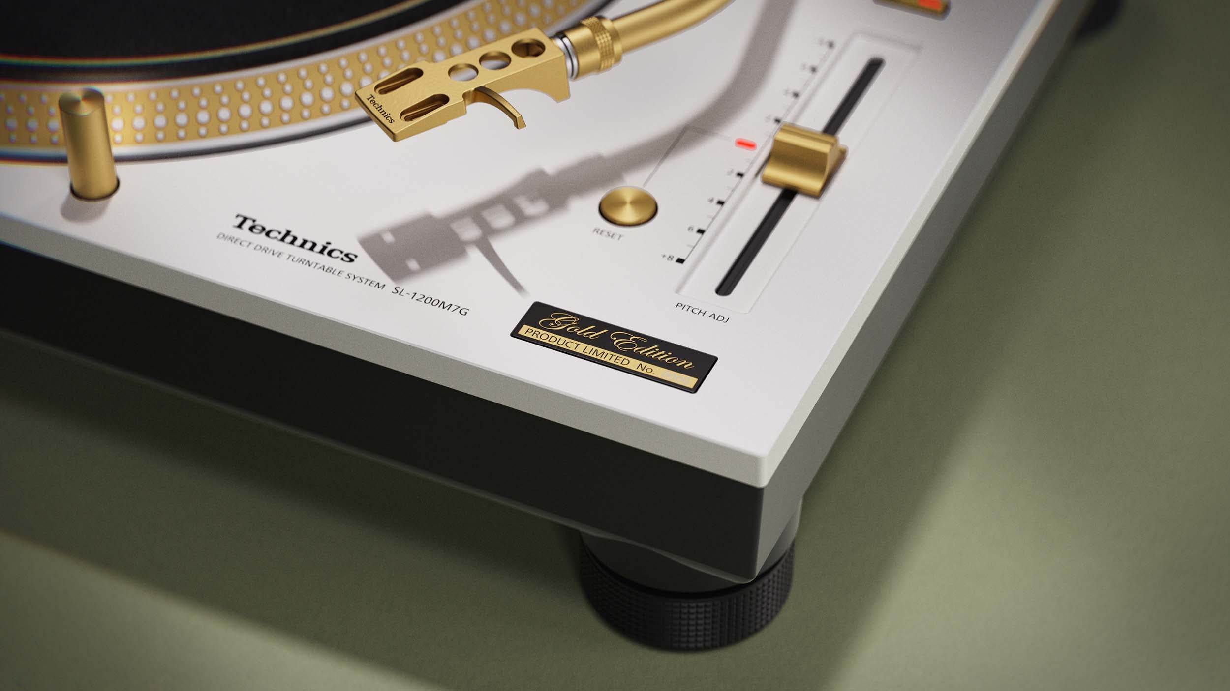 Technics SL-1200M7G-W 55th Anniversary Gold Edition Direct Drive Turntable, 78 RPM with White Finish