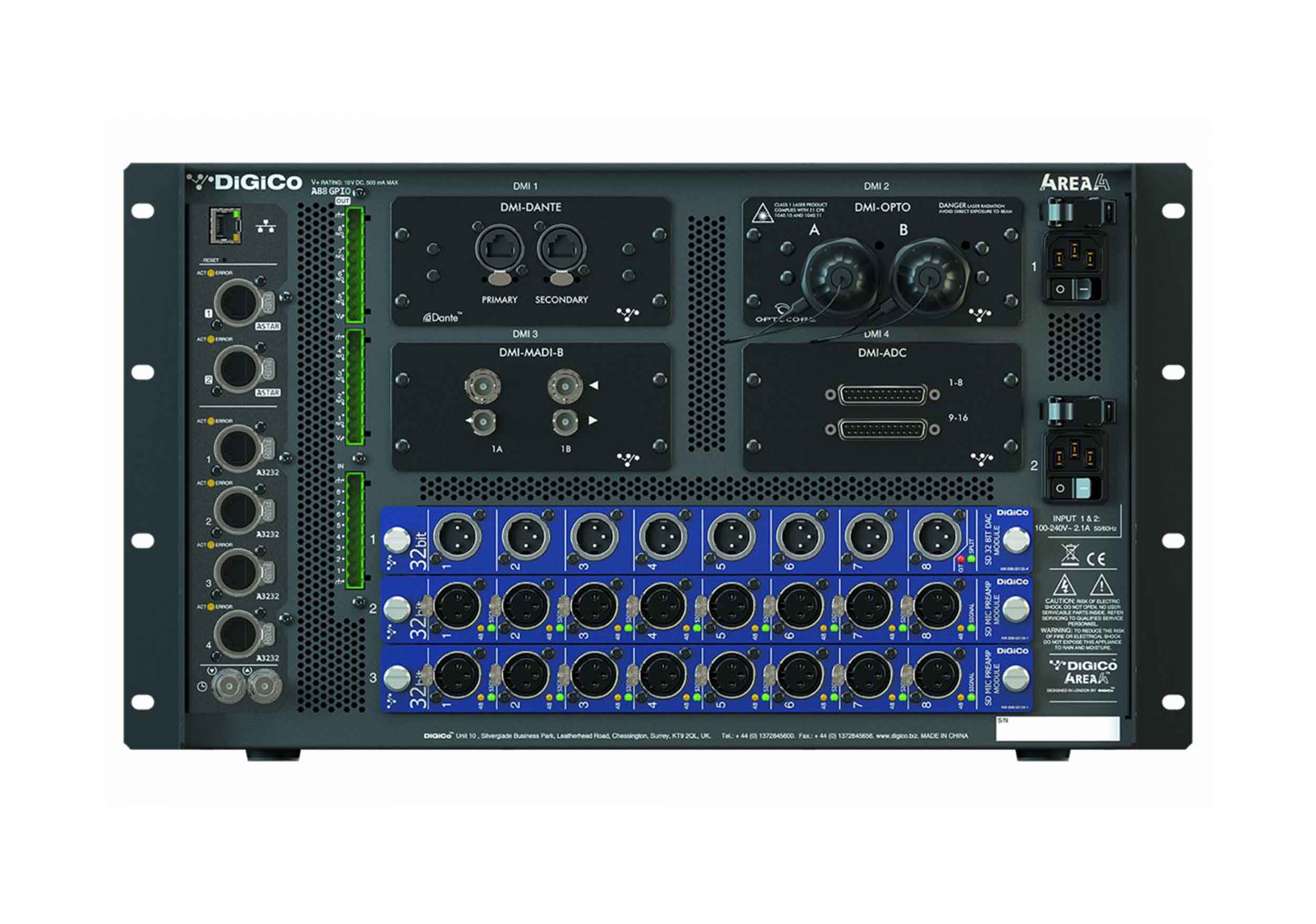 DiGiCo X-A-4REA4, 128x48+8 DSP Audio Processing Rack