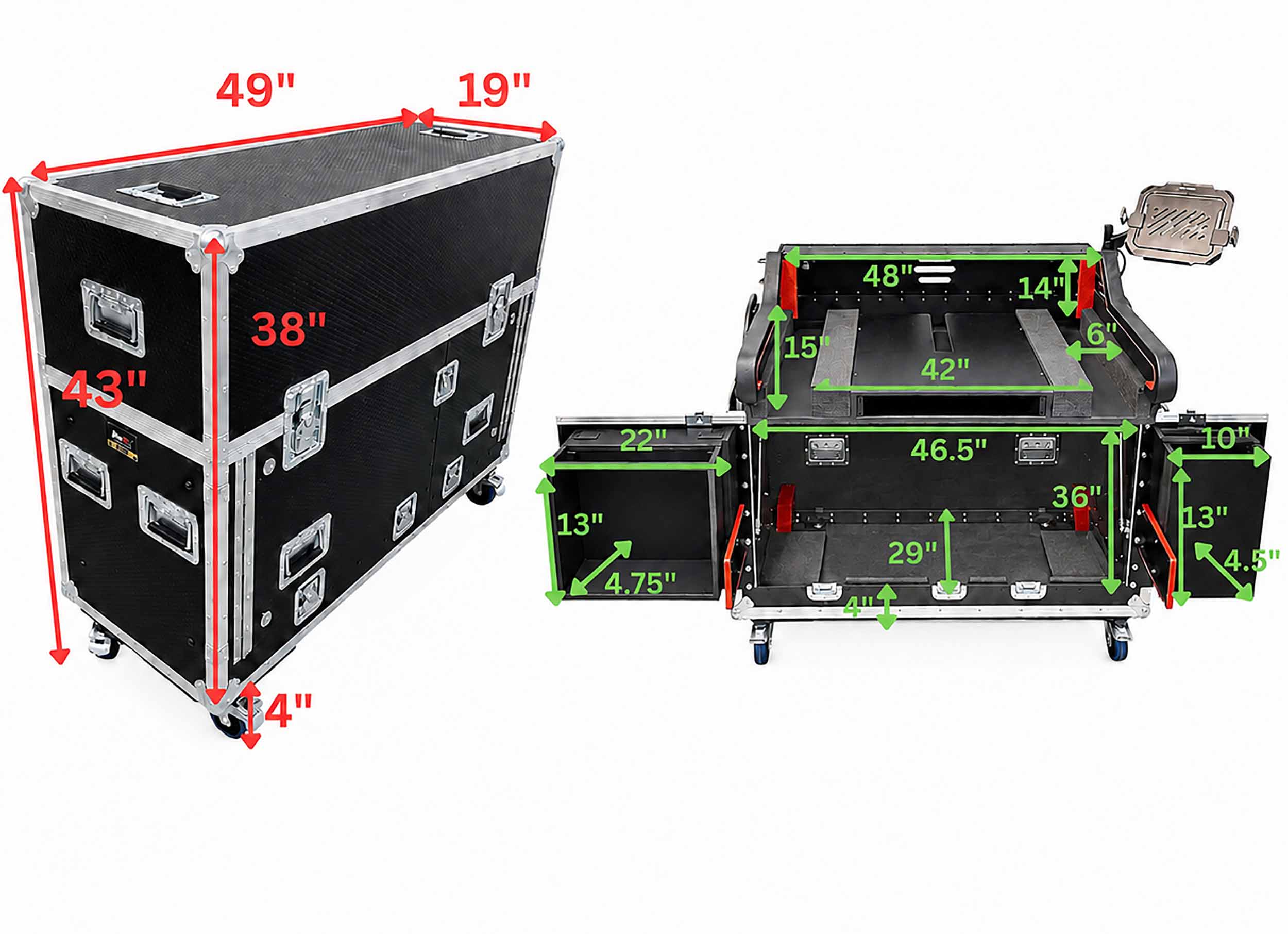 ProX XZF-MIDHD9624LMA1U ZCASE MIDAS Heritage D HD96-24 Flip-Ready Hydraulic Console Case Easy-Retracting Lifting 1U Case