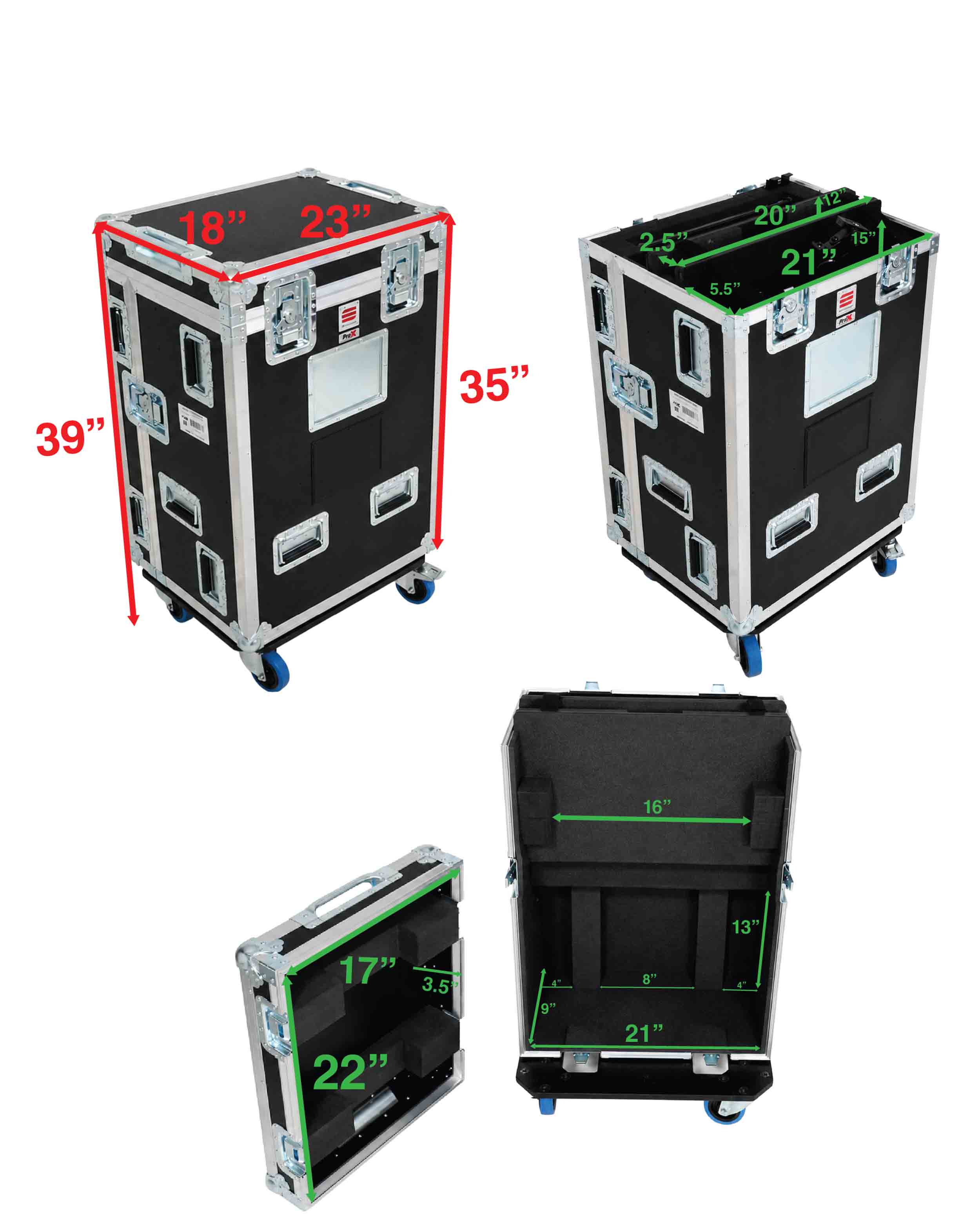ProX XSM-DIGQ112DHWLMA Flight Case for DiGiCo Quantum 112 with Doghouse, Monitor Arm and Laptop Support
