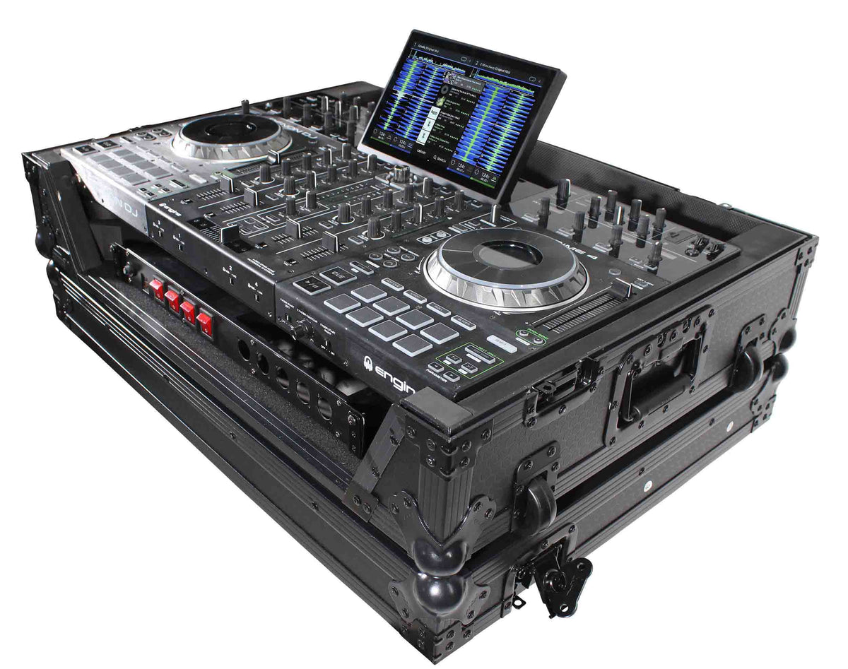 ProX XS-PRIME4MK2WBL ATA Flight Case with Wheels for Denon DJ PRIME 4 G2 PRIME 4 MK2 Controller 1U Rack Space, Black Finish